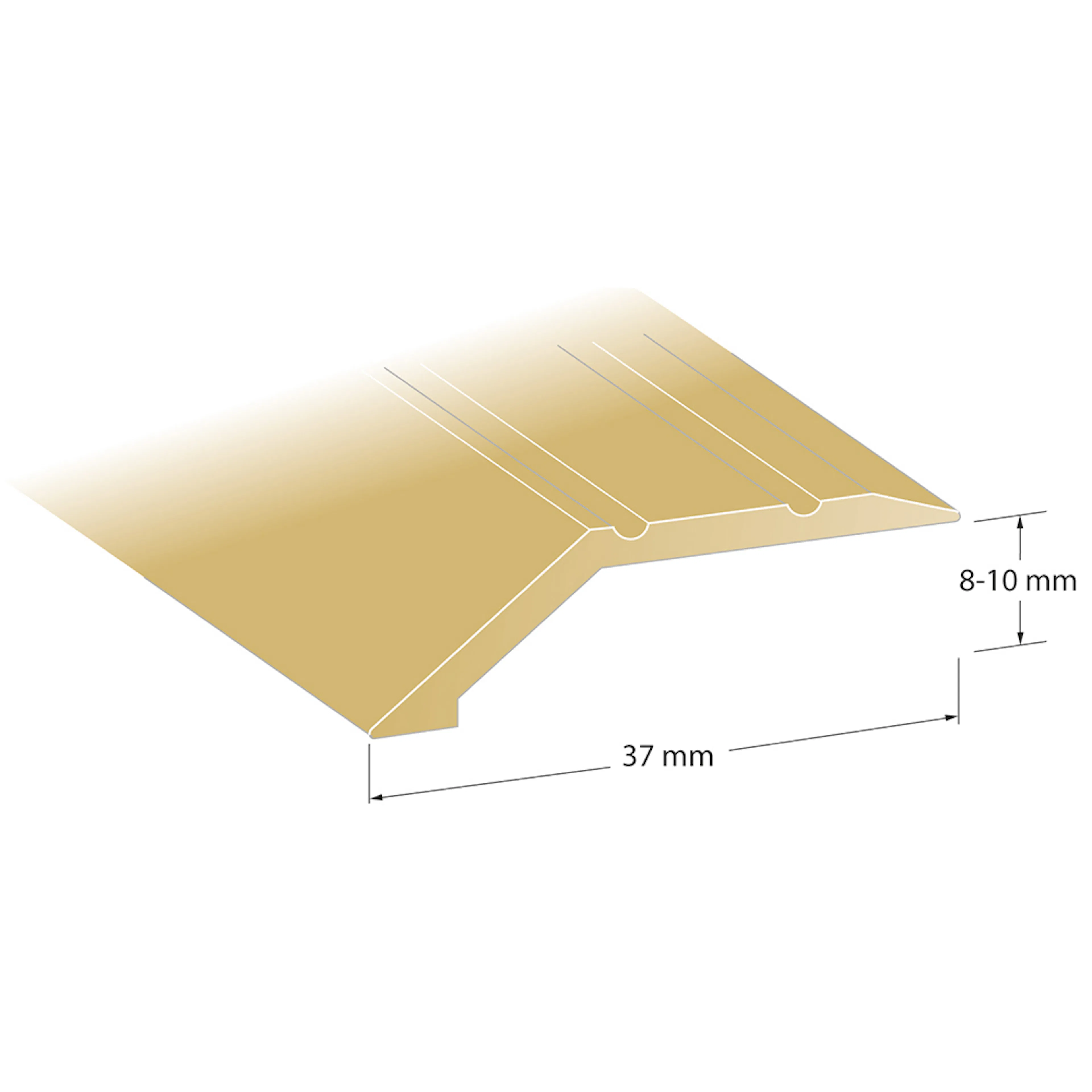 Nivålist Standard guld 1000x37x10 LxBxH 1000x37x8-10 mm