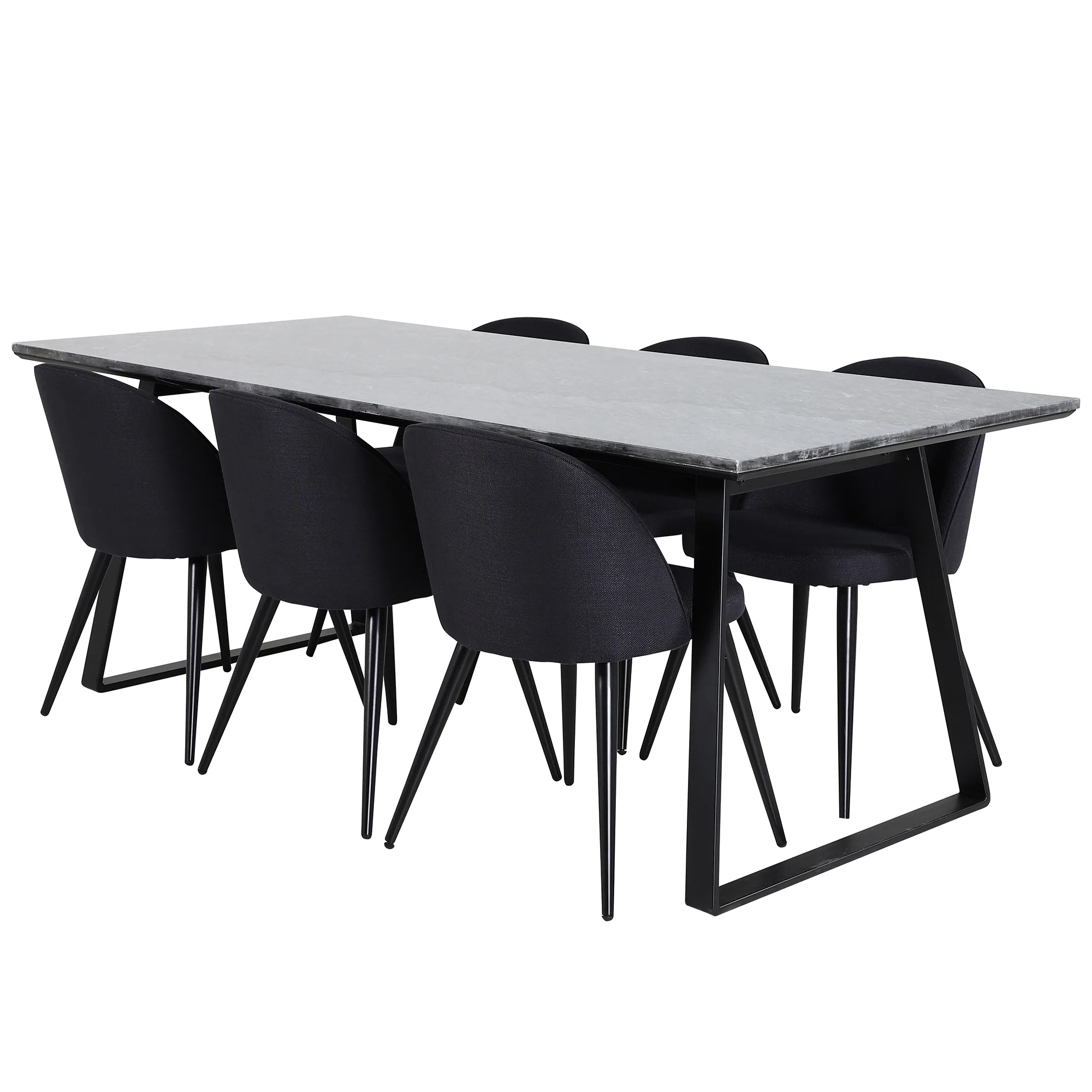 Estelle Dining Table 200x90 cm+Velvet Dining Chair Svart