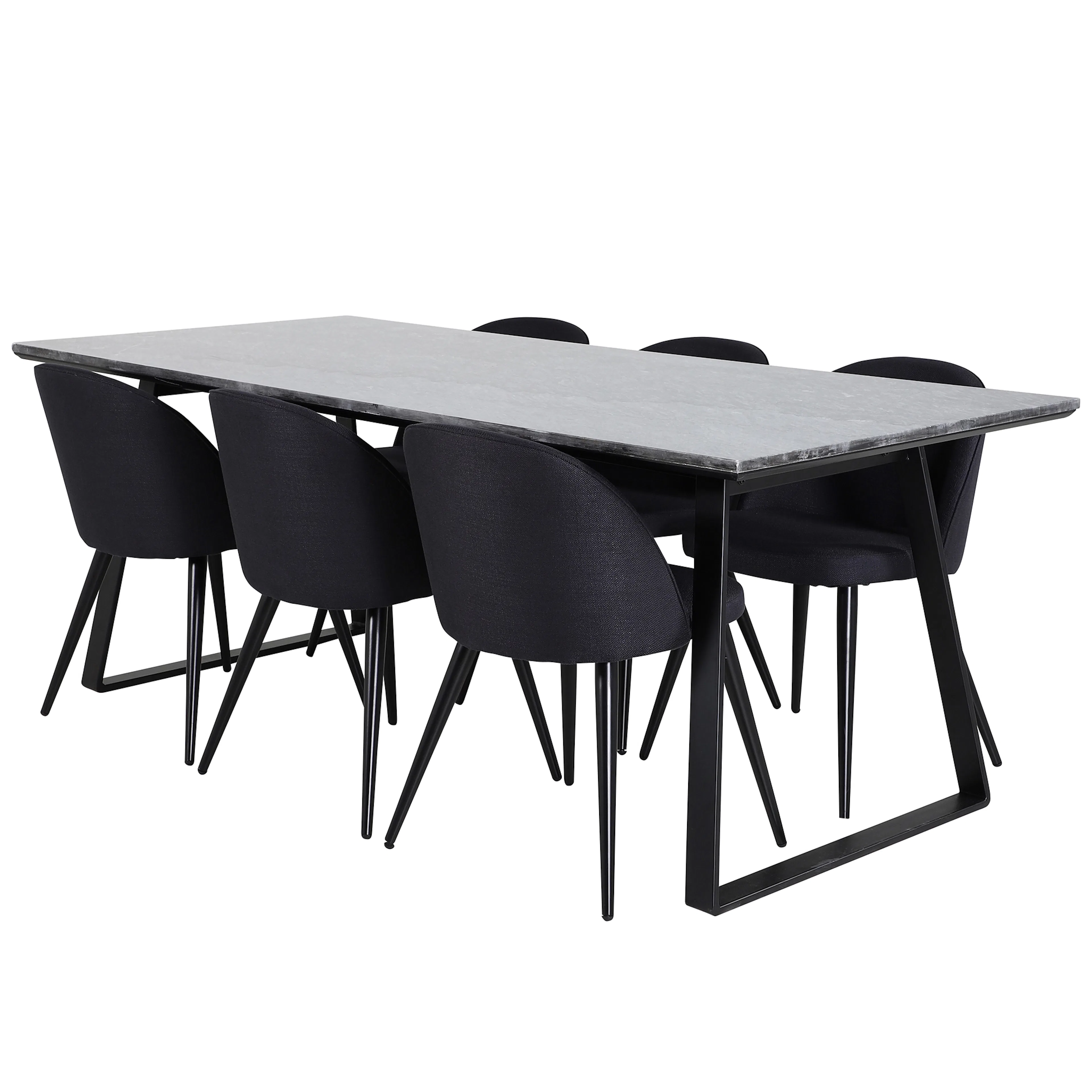 Estelle Dining Table 200x90 cm+Velvet Dining Chair Svart