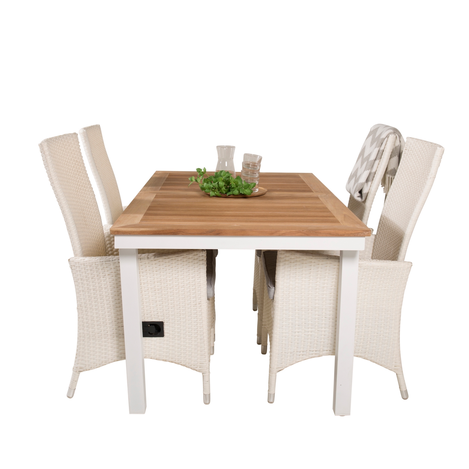 Panama Dining Table 160/240*90 - White Alu / Teak+Padova Arm Blanka Ben