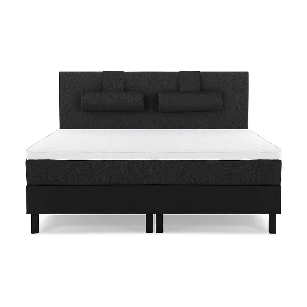 Lucky Komplett Sängpaket 160x200 Skum Slät Sänggavel Svart, Lucky Stor Nackkudde, Fast Skum