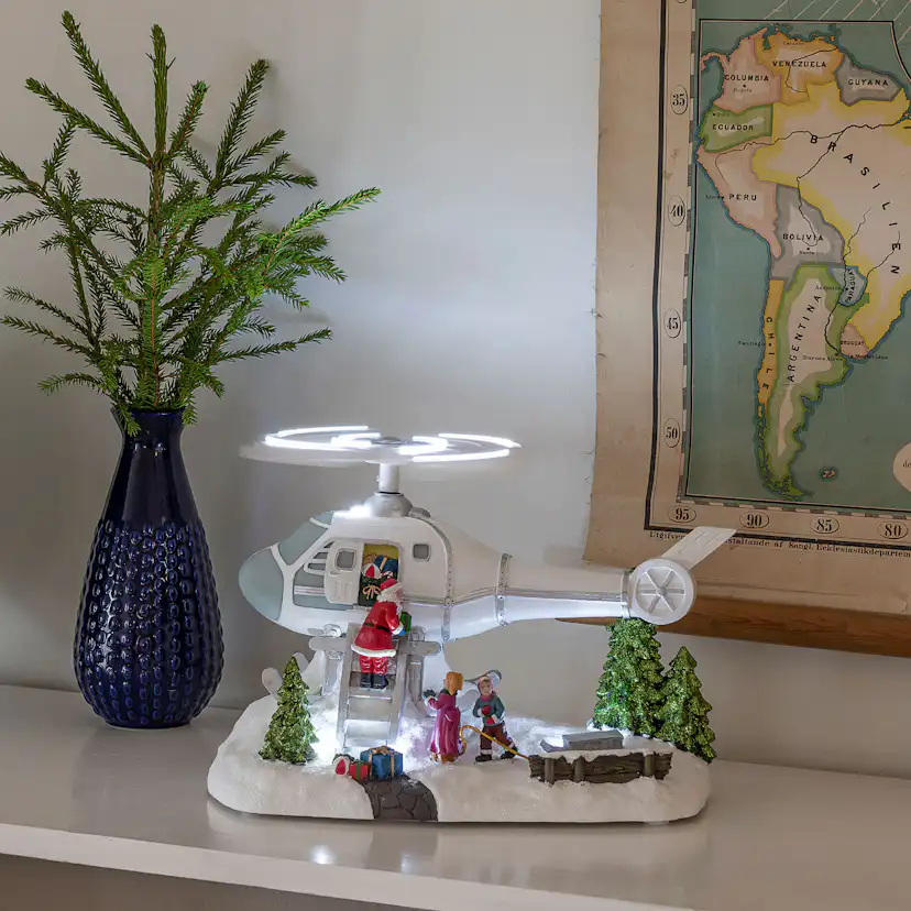 Julby Julfigur Gnosjö Konstsmide Tomte med Helikopter