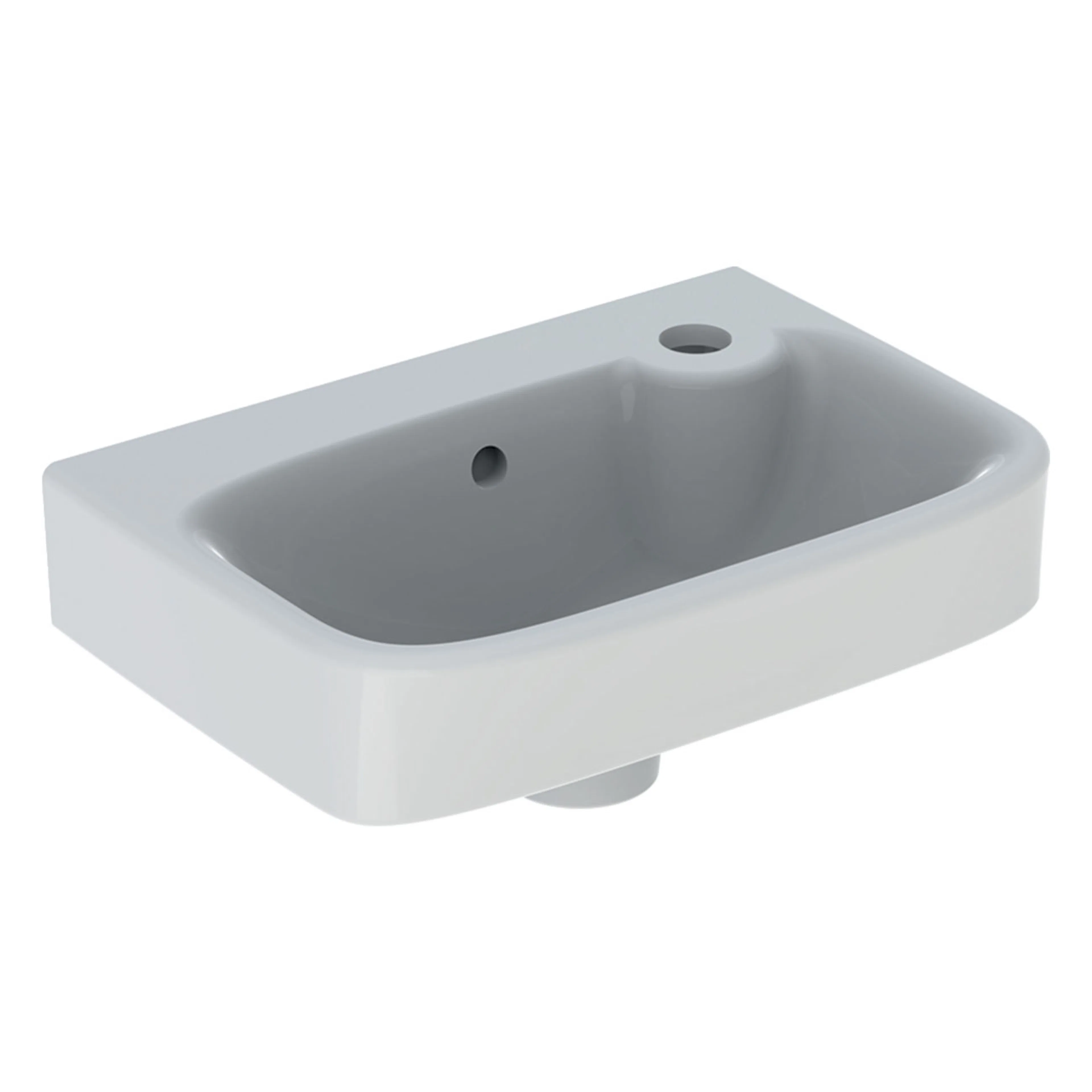Vinta handfat asym hål: Vit/Clean, 40x28cm, hål: H, Överfyll Kranhål Höger