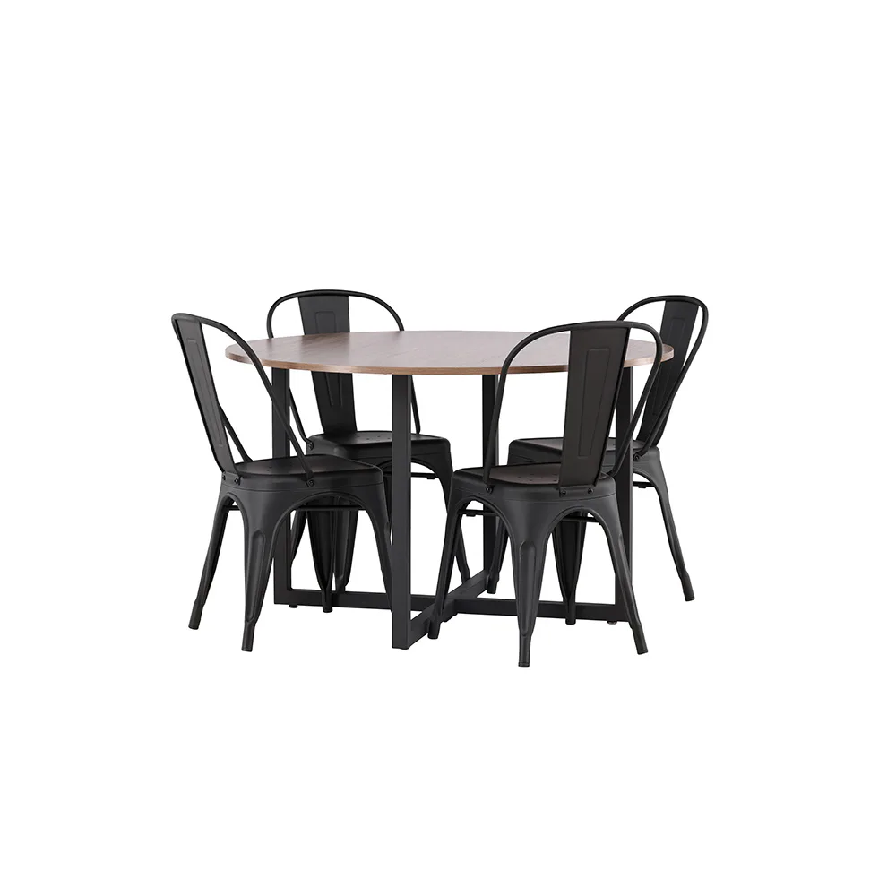 Durango Dining Table - Black / Walnut MDF +Tempe Dining Chai Valnöt/Svart