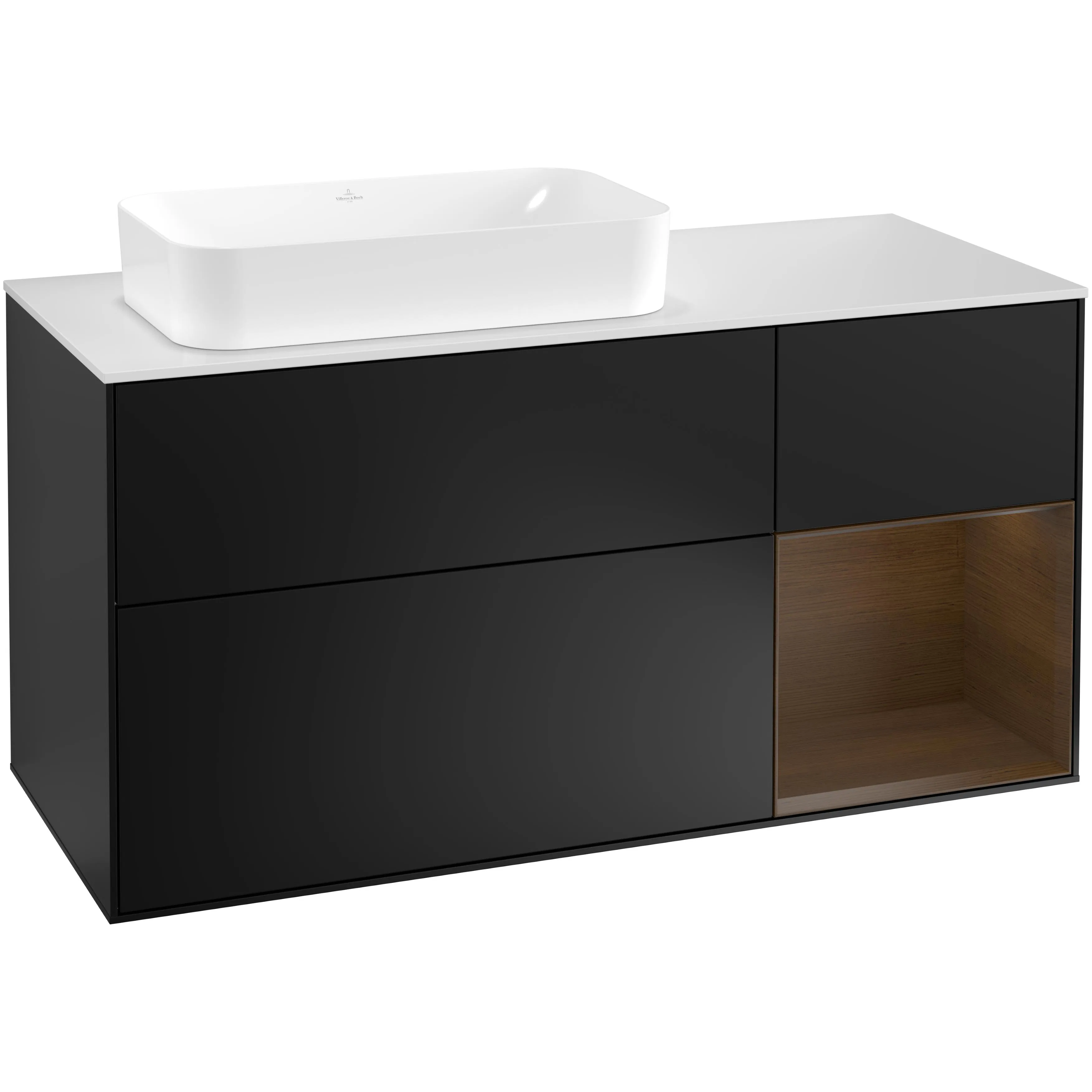 Tvättställsskåp Villeroy & Boch Finion med 3 Lådor Hylla och Bänkskiva för Ocentrerat Fristående Tvättställ