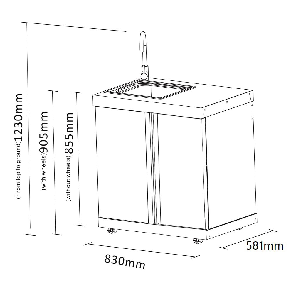 Diskbänk Myoutdoorkitchen Classic Line Stainless 304SS Med Förvaringsskåp