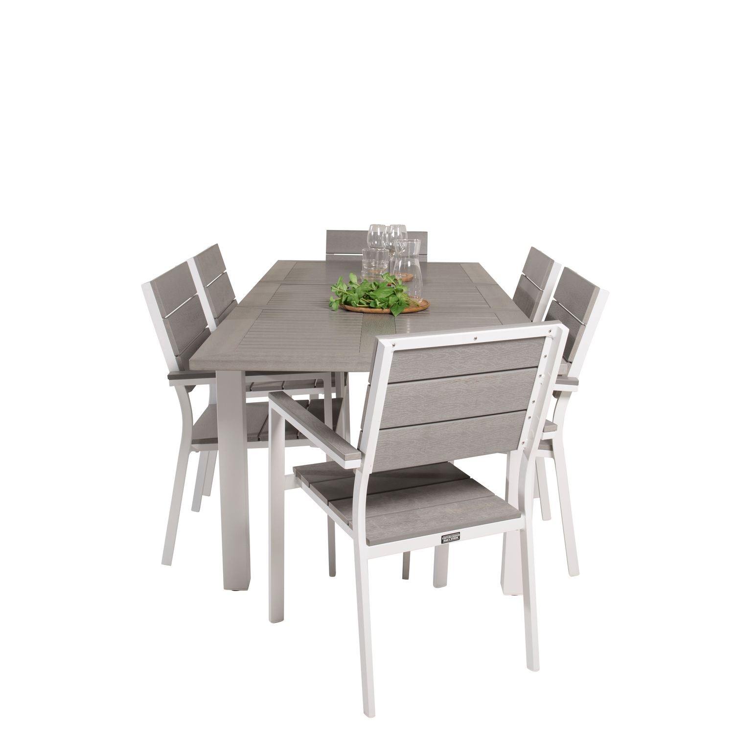 Albany Dining Table 152/210*90 - White Alu / Grey Aintwood+L Vit/Grå