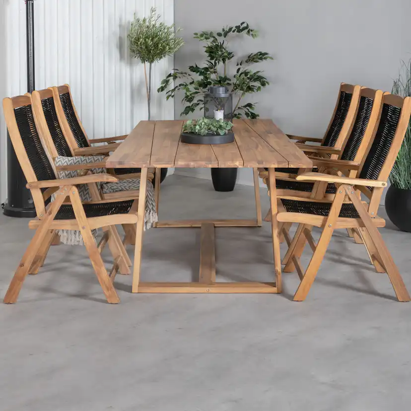 Matgrupp Utomhus Venture Home Plarra med 6 Peder Trädgårdsstolar