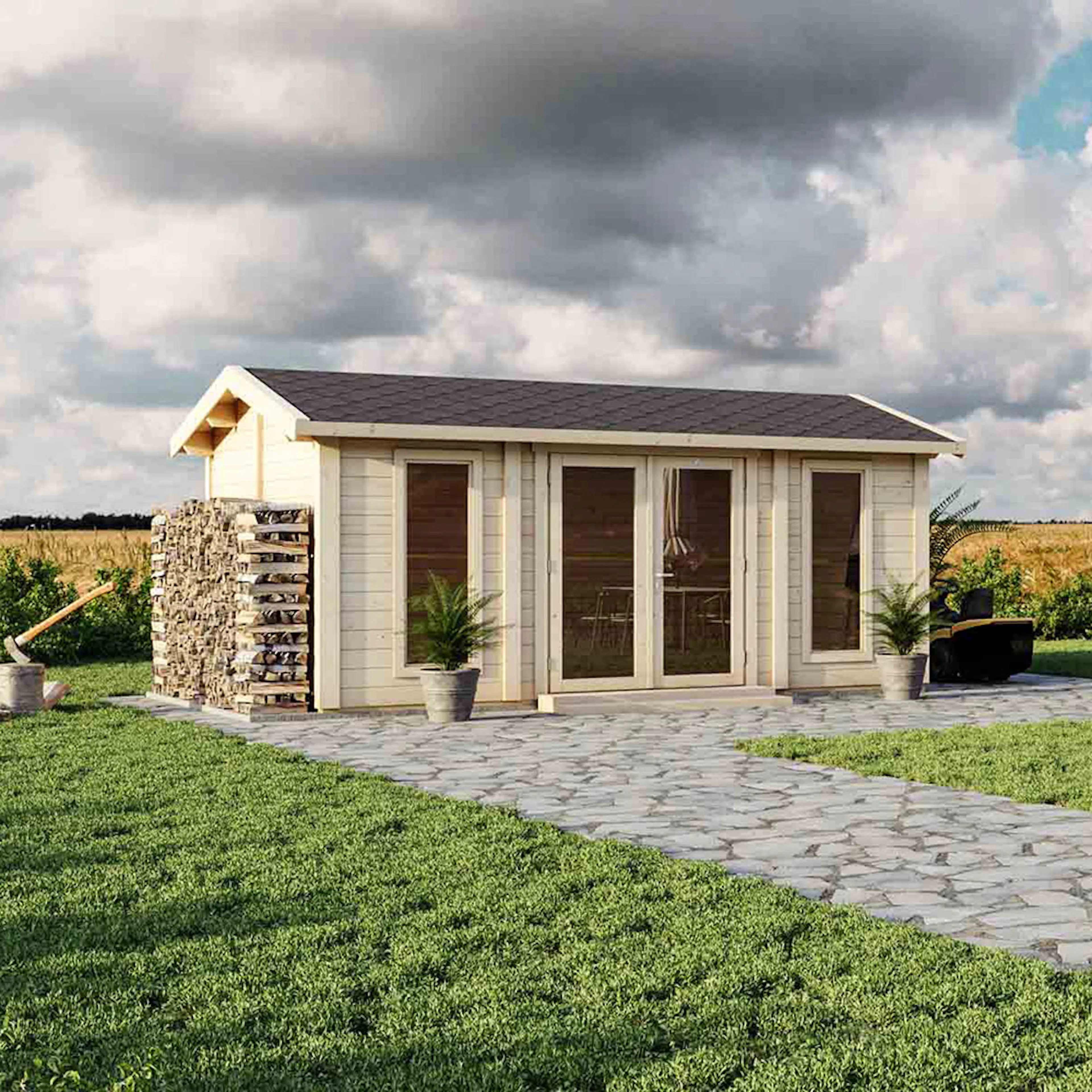 Attefallshus Luoman Lillevilla Pemu 15 m² Komplett Stuga med Sadeltak