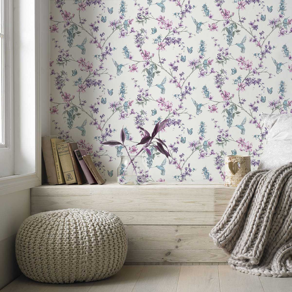 Tapet Superfresco Easy Fåglar Och Blommor 104891