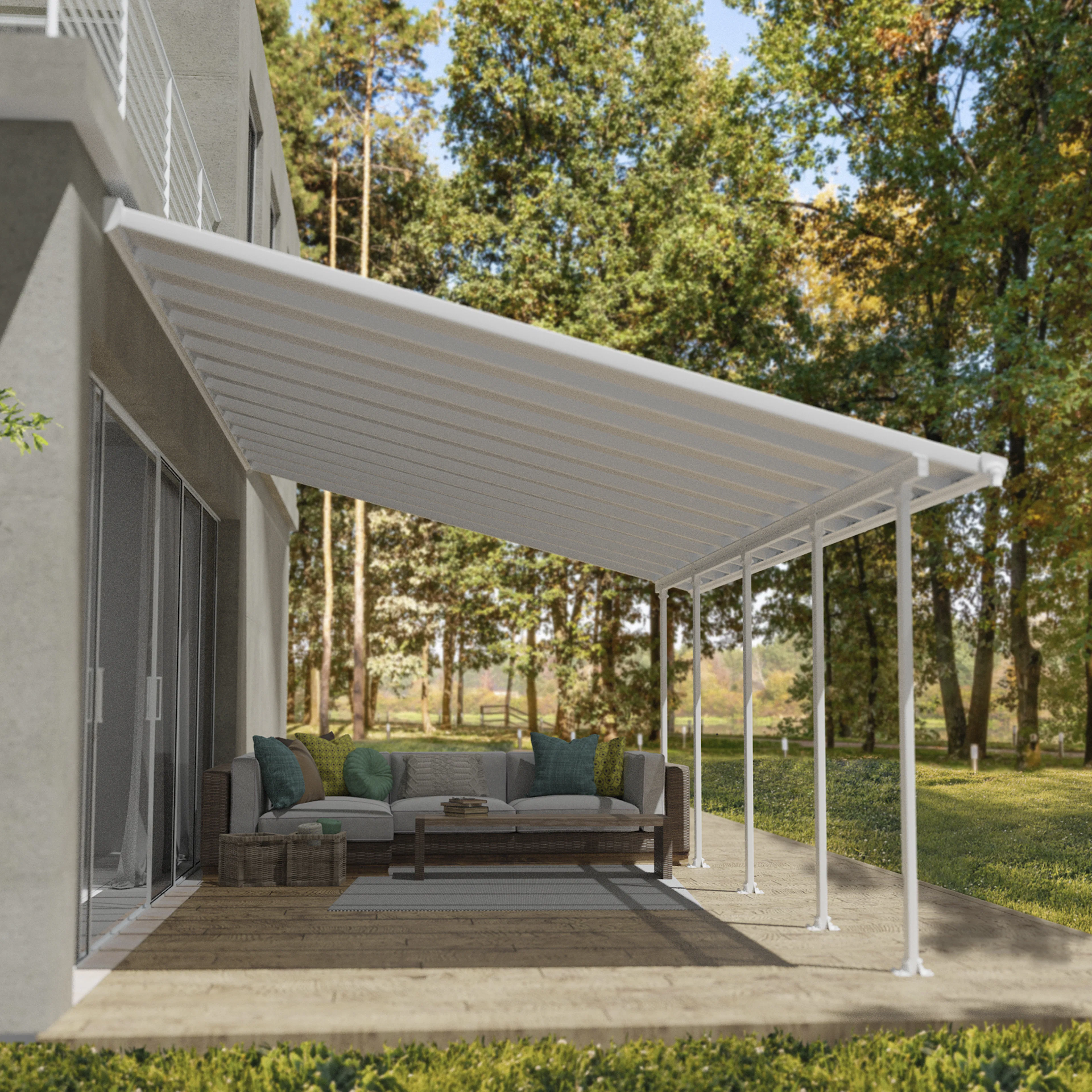 Terrasstak Feria 4 x 7,87 m, vit Palram - Canopia Vit