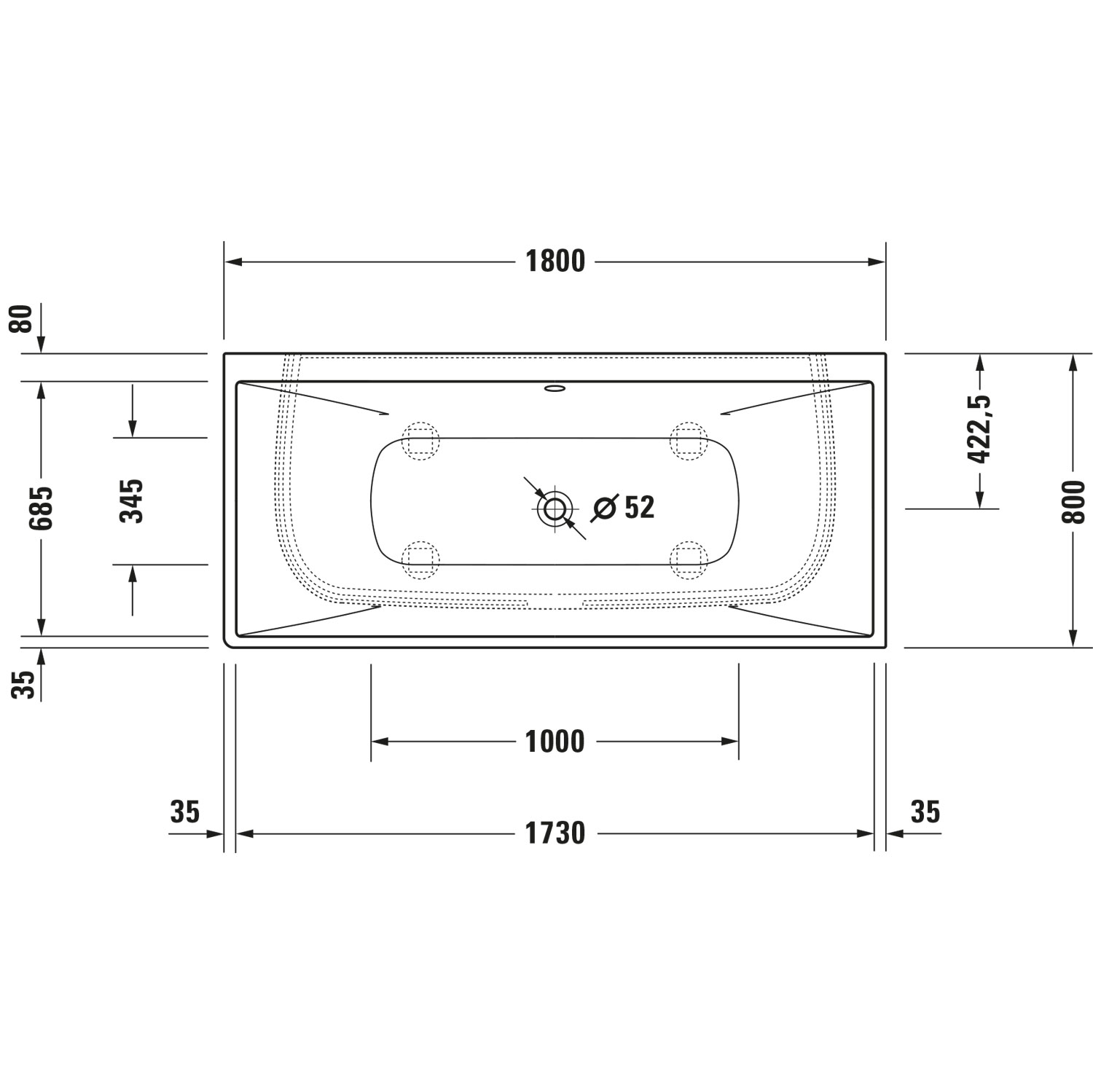Badkar Ljusgrå Matt 1800x800 mm Ljusgrå