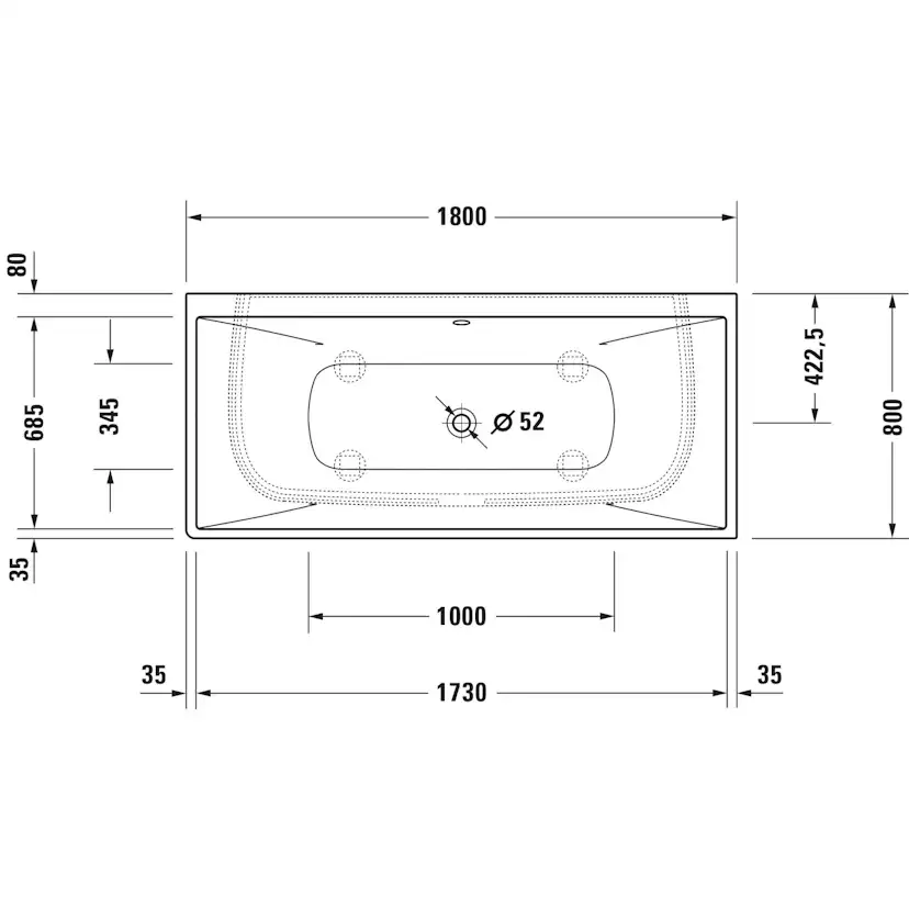 Badkar Ljusgrå Matt 1800x800 mm Ljusgrå