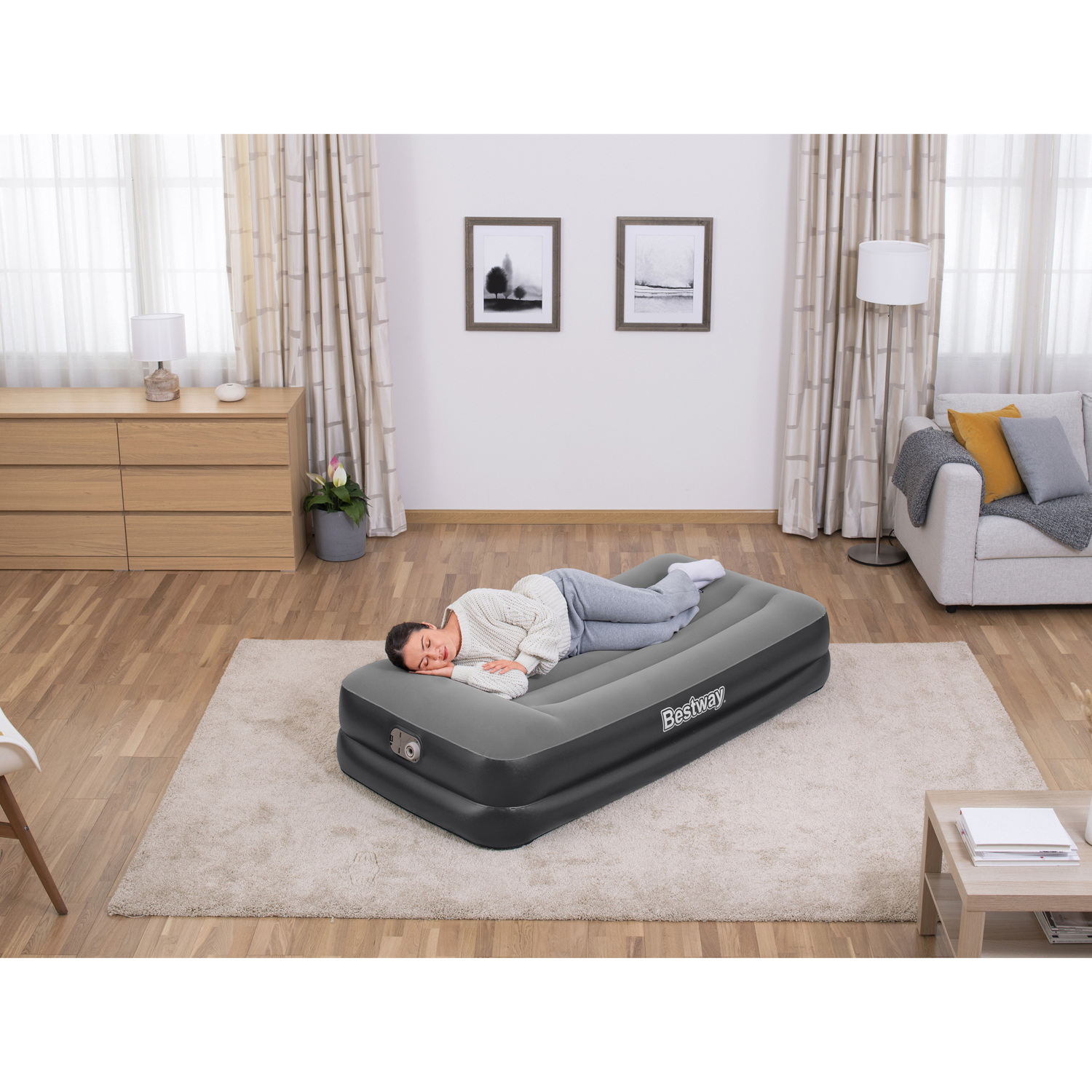 Luftmadrass Bestway Tritech Dubbel med inbyggd AC-Pump