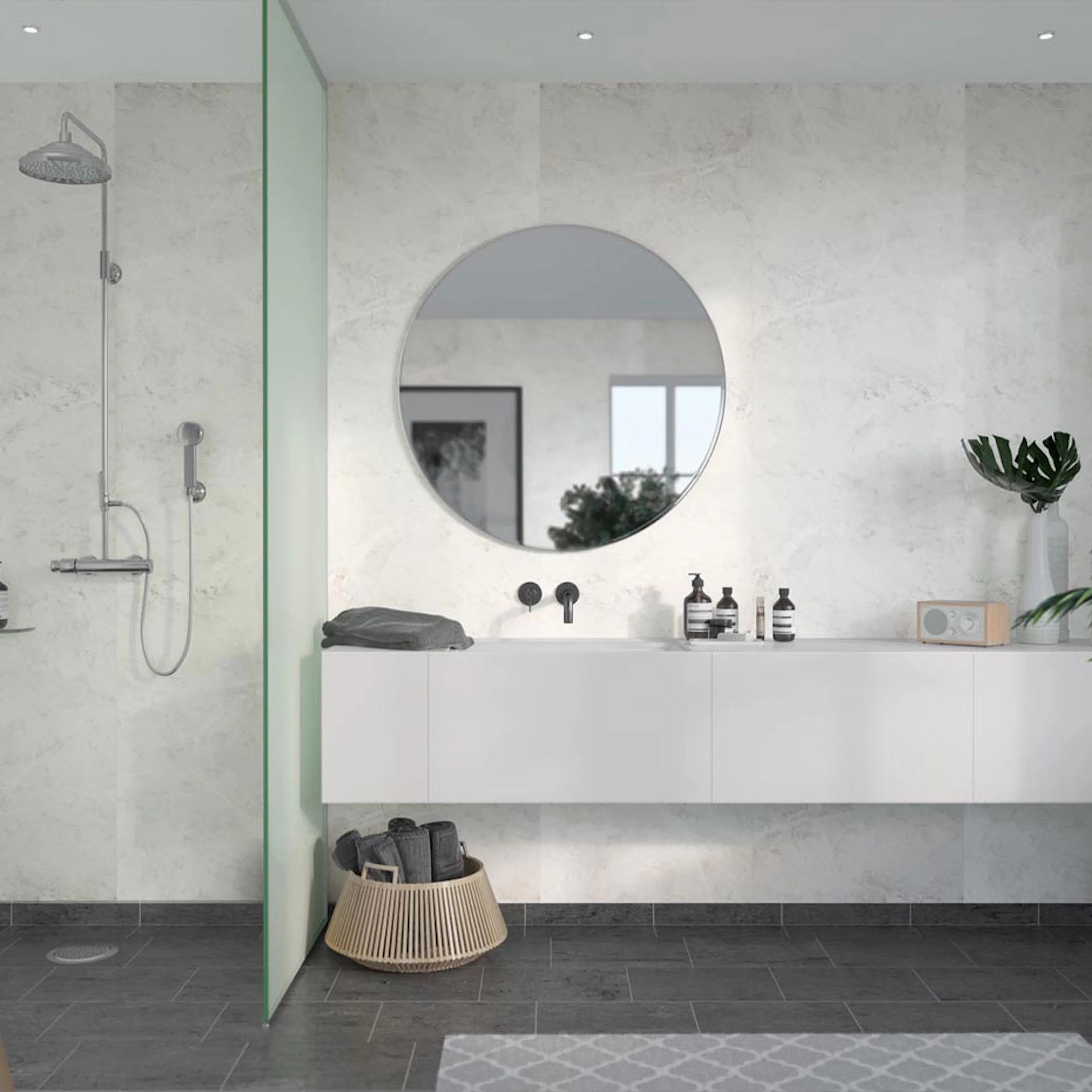 Våtrumsskiva Fibo White Marble 2273-M00 S
