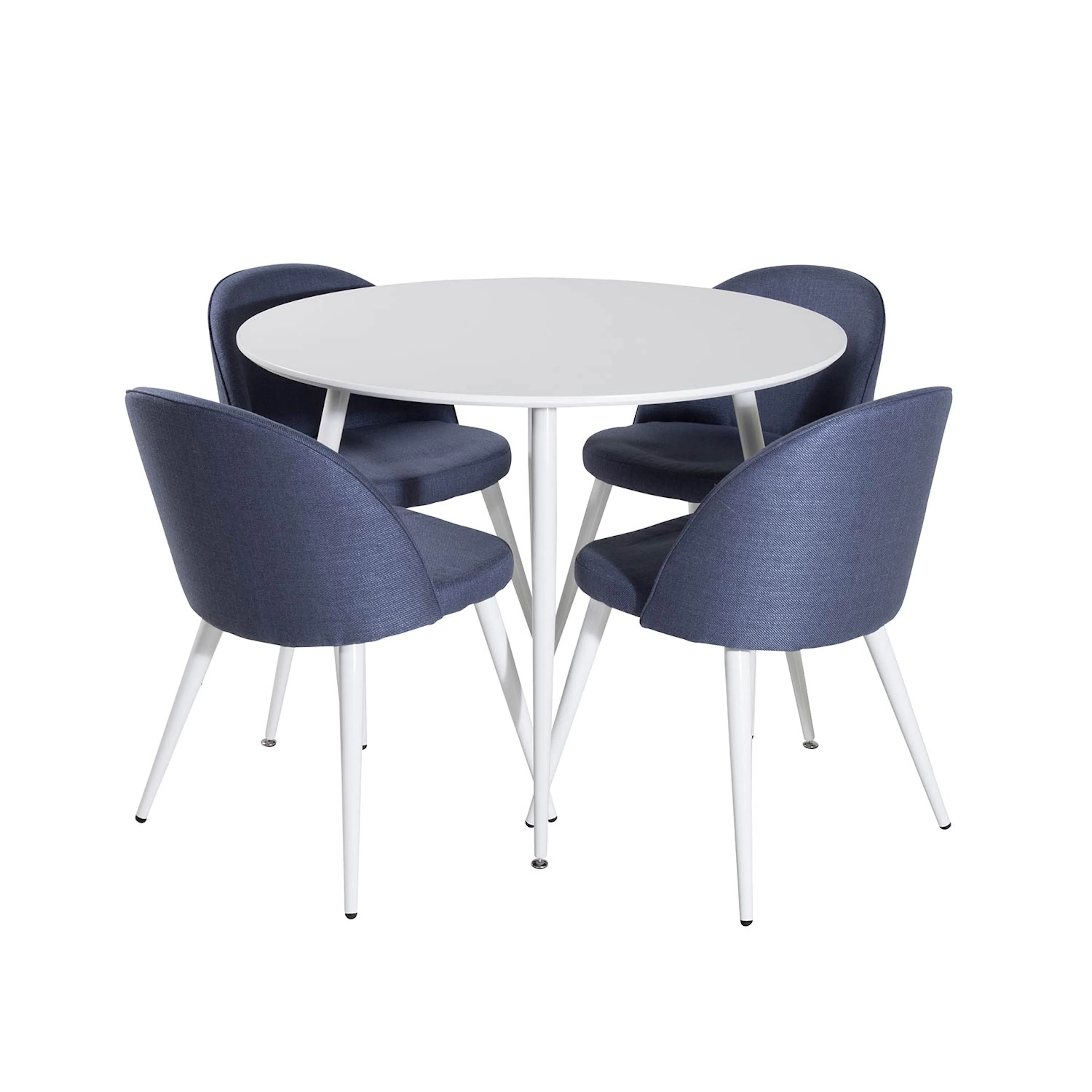 Plaza Round Table-White top/Velvet Chiar-Blue Fabric_4 Vit/Blå