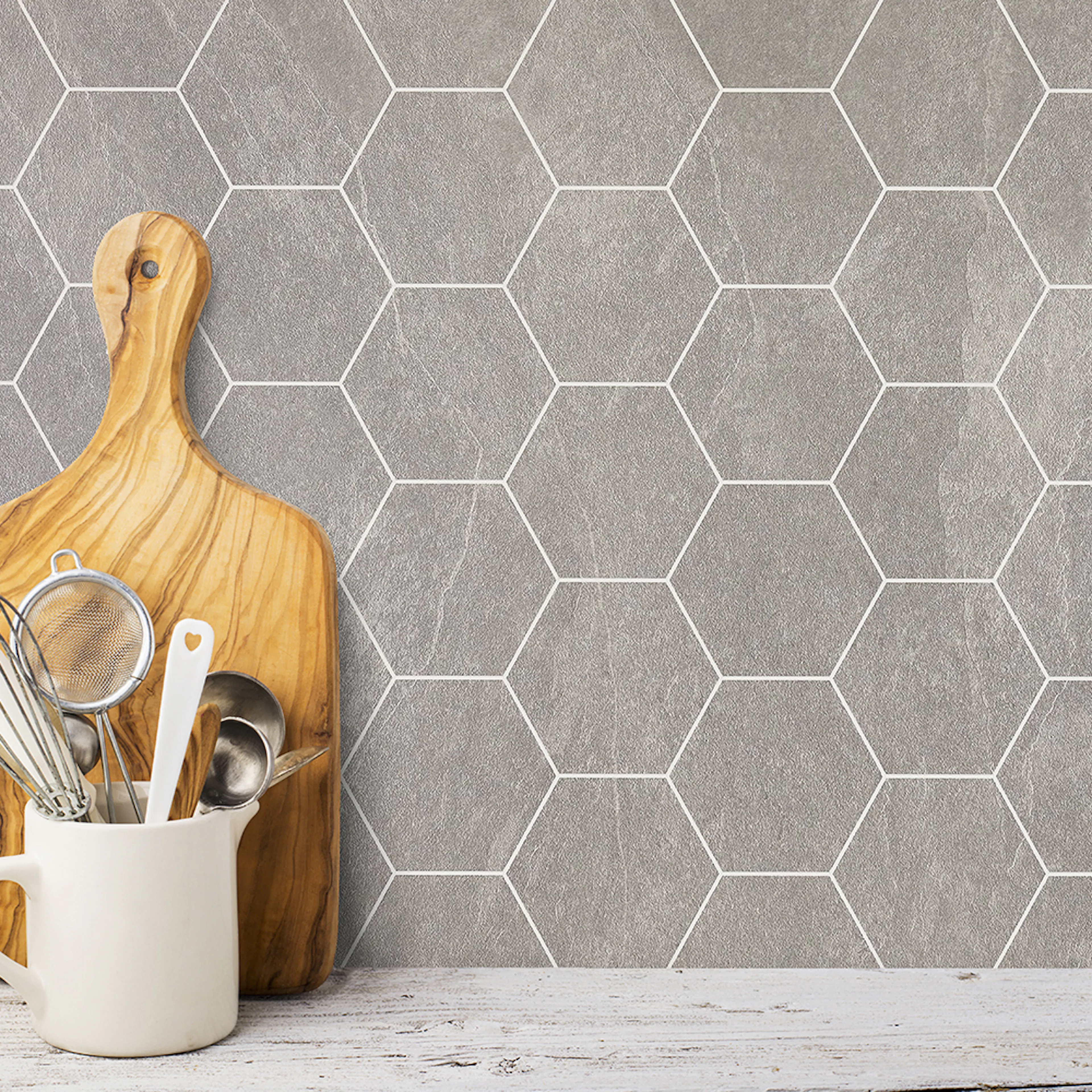 Väggskiva BerryAlloc Kitchen Wall Skiffer Nat Hexagon