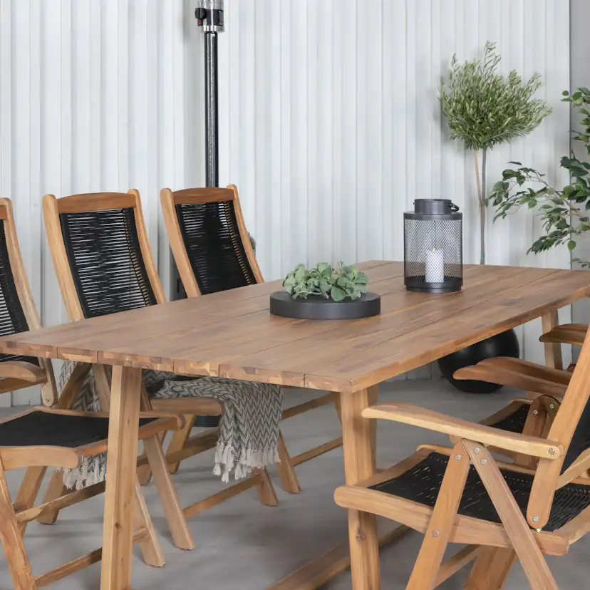 Matgrupp Utomhus Venture Home Plarra med 6 Peder Trädgårdsstolar