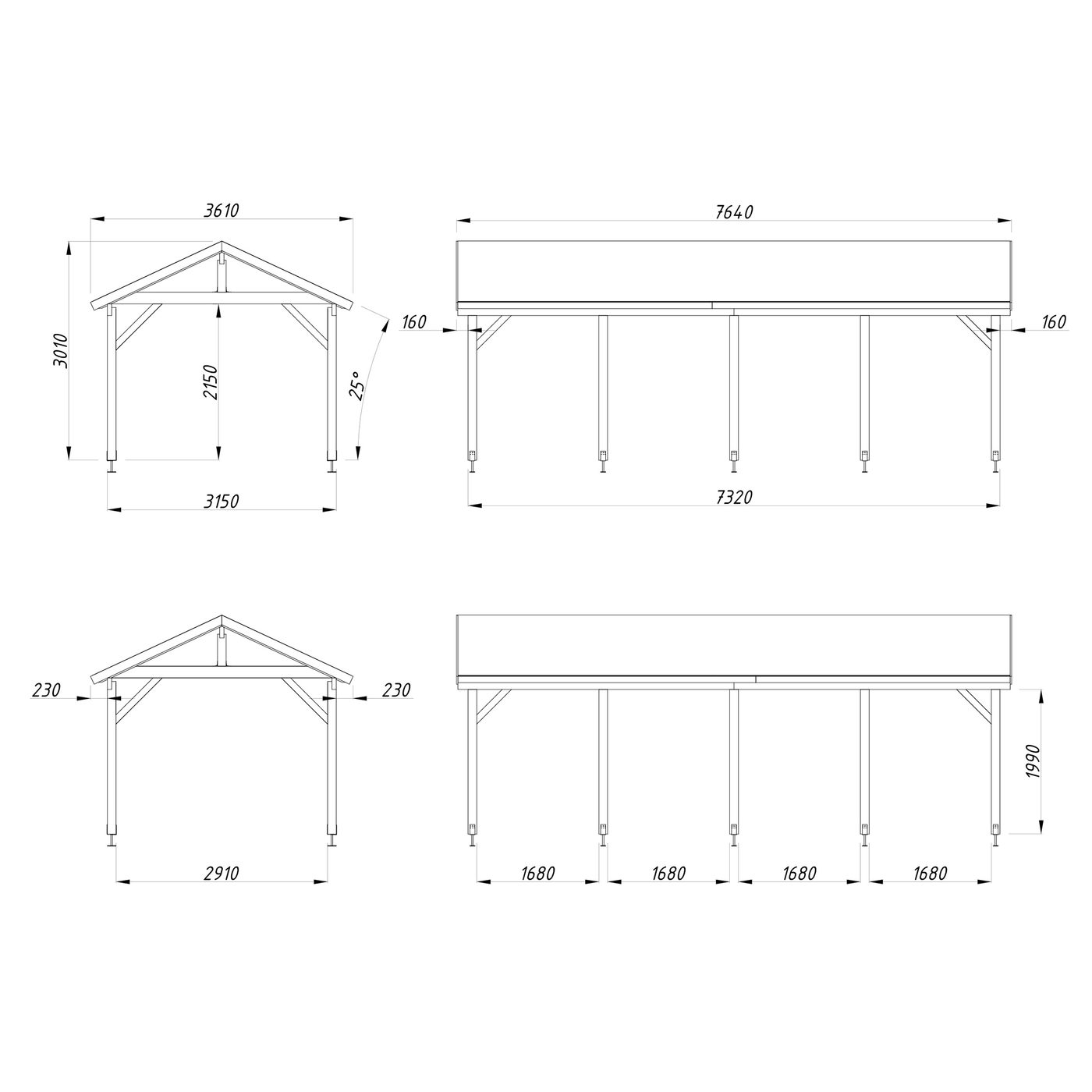 Carport Palmako Robert 23,1 m2