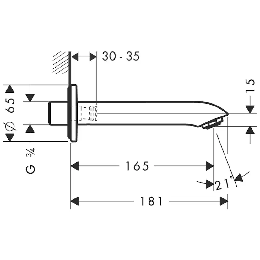 Badkarspip Hansgrohe Metris