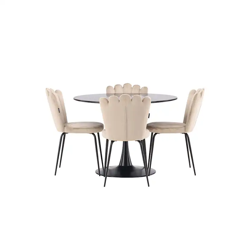 Matgrupp Venture Home Glade Ø 100 cm med 4 Limhamn Stolar