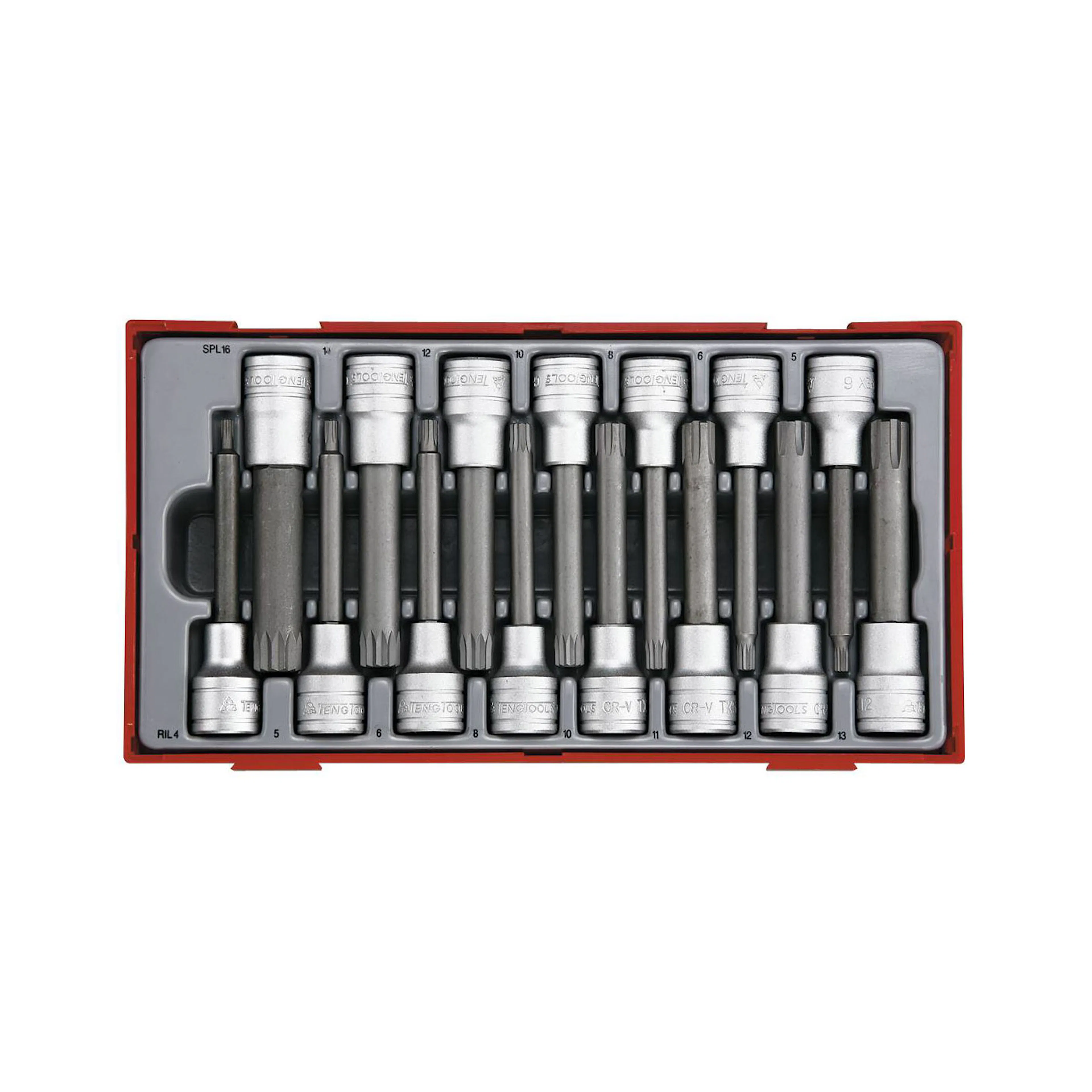 Bitshylssats 15 Teng Tools delar för Ribe och XZN-spår, 1/2 tum fyrkantsfäste TTRS15