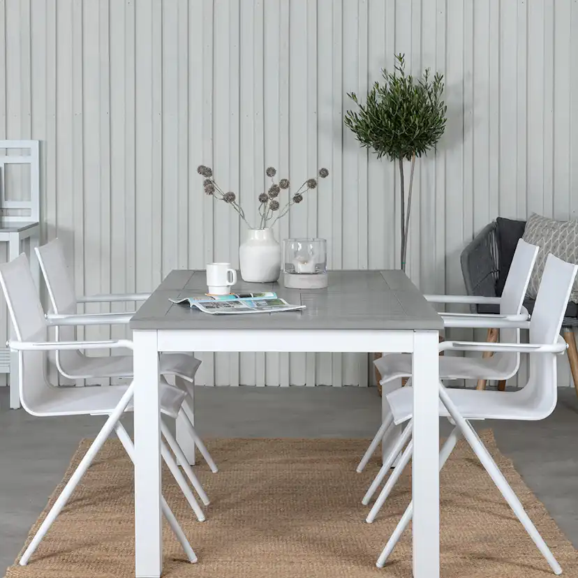 Matgrupp Venture Home Aleyna 160 Vit med 4 Aspen Matstolar