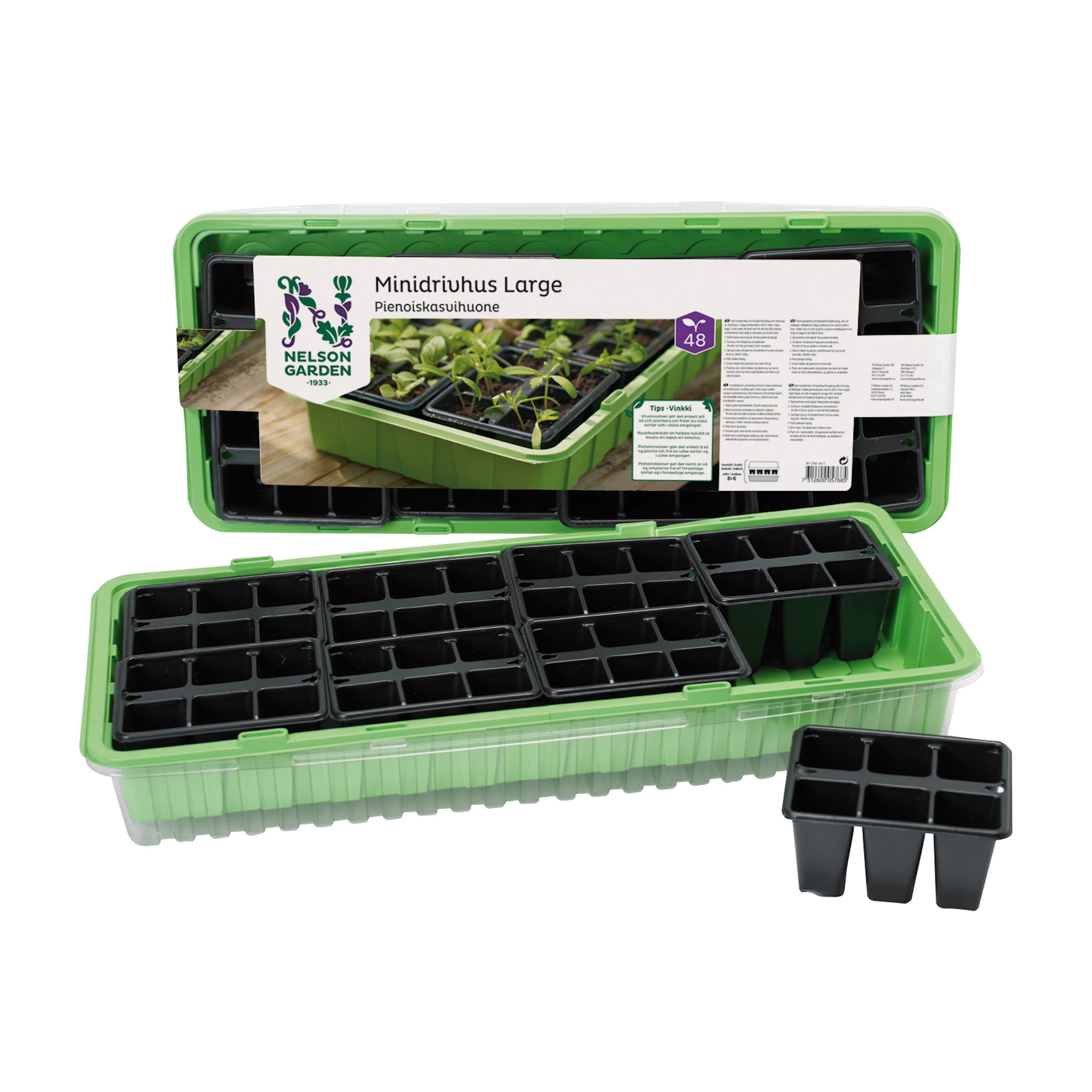 Minidrivhus Nelson Garden 57x24 cm med 48 krukor