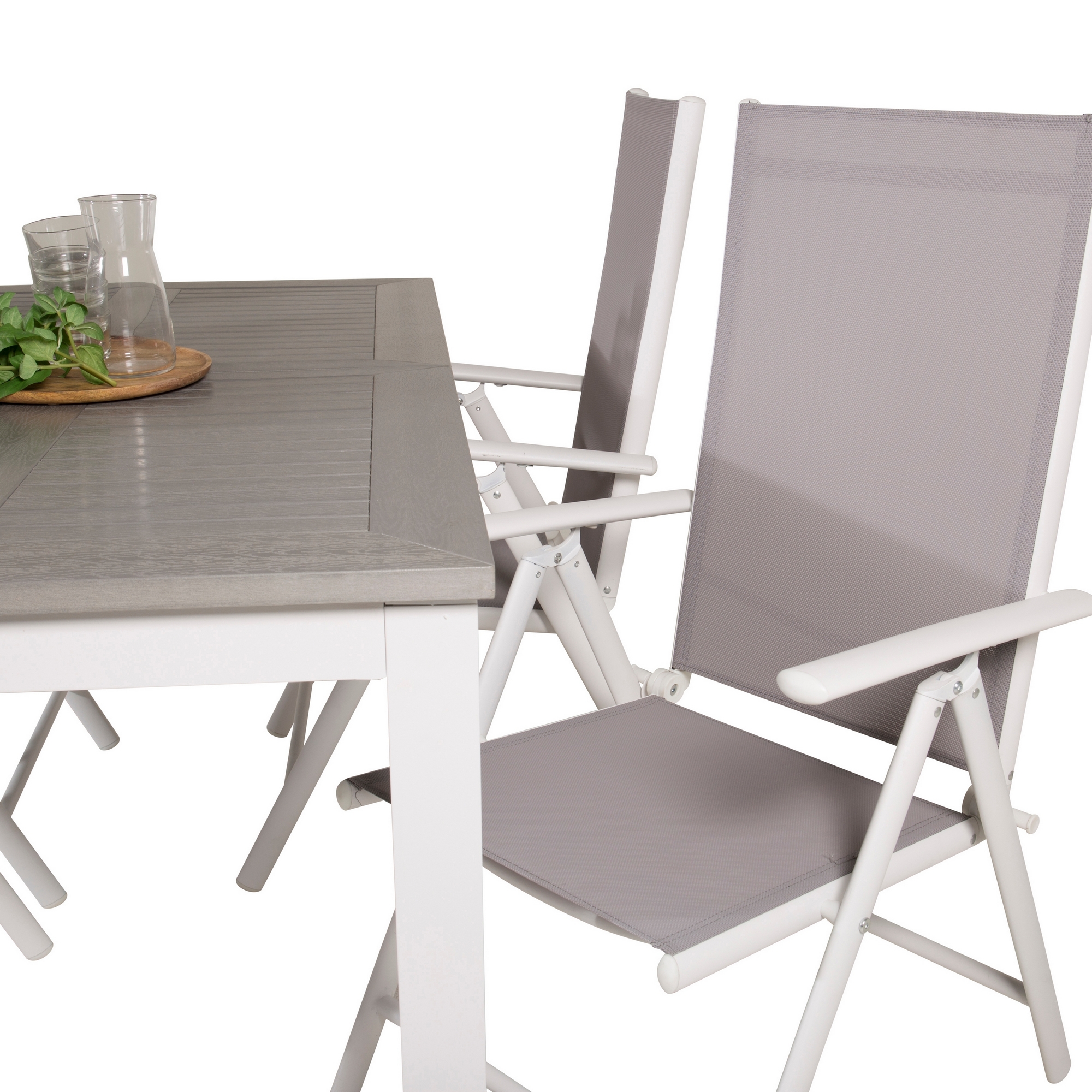 Albany Dining Table 152/210*90 - White Alu / Grey Aintwood+B Vit/Grå