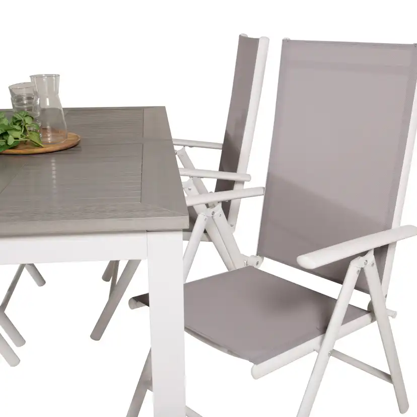 Albany Dining Table 152/210*90 - White Alu / Grey Aintwood+B Vit/Grå