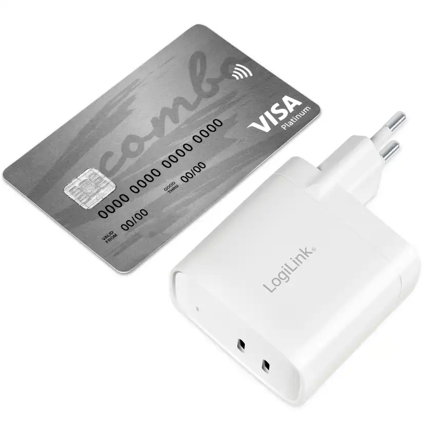 USB-laddare LogiLink 2 x USB-C PD 40W GaN