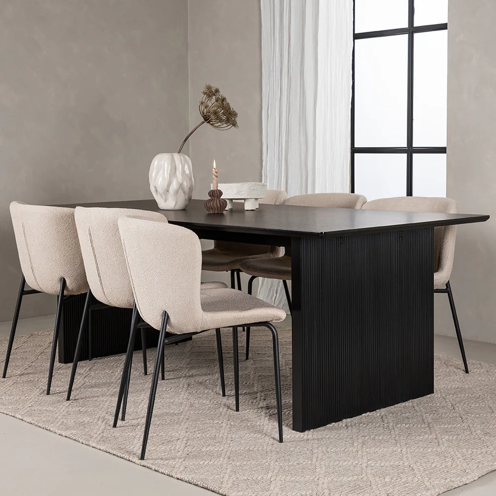 Vail Dining Table - Black / Smoked Black MDF +Modesto Dining Matgrupp Venture Home Vail med 6 Modesto Stolar
