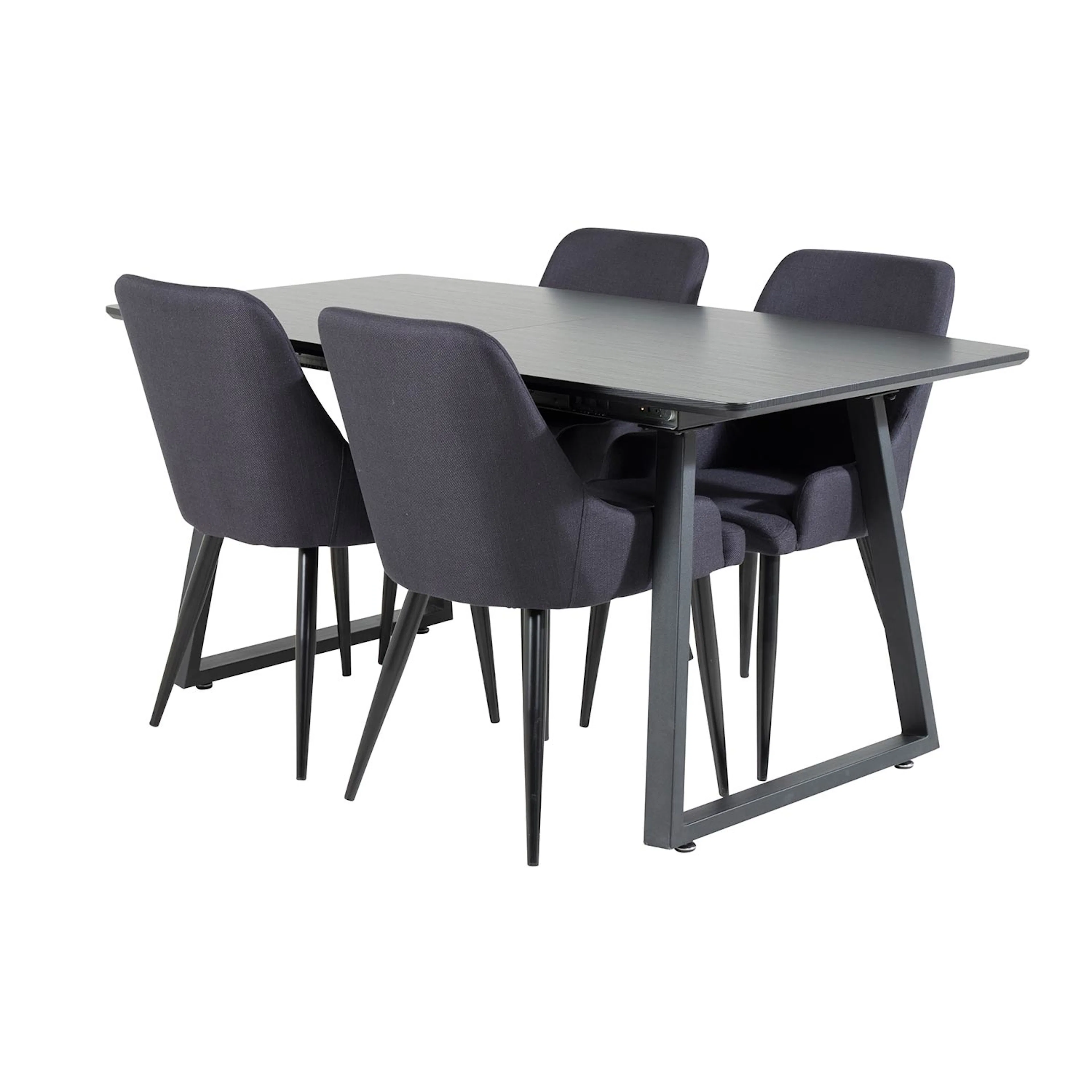 Inca Extentiontable-Black top/Plaza Chair -Black Fabric_4 Svart/Svart
