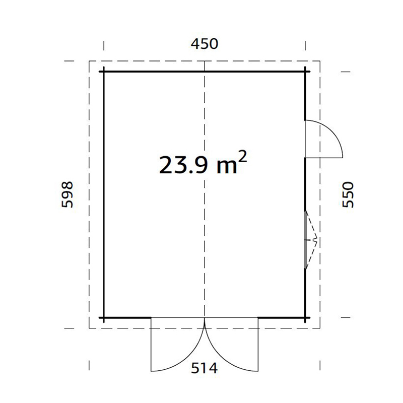 Garage Palmako Roger 23,9 m2 med Dörr