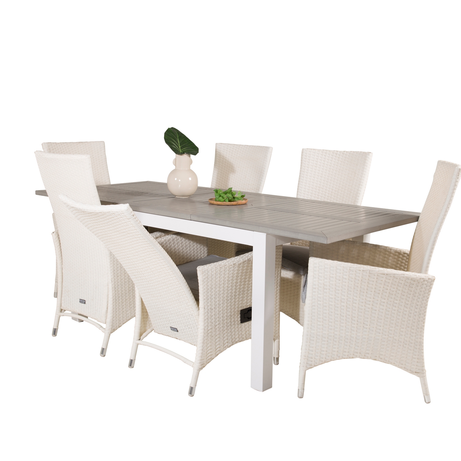 Albany Dining Table 152/210*90 - White Alu / Grey Aintwood+P Vit/Grå