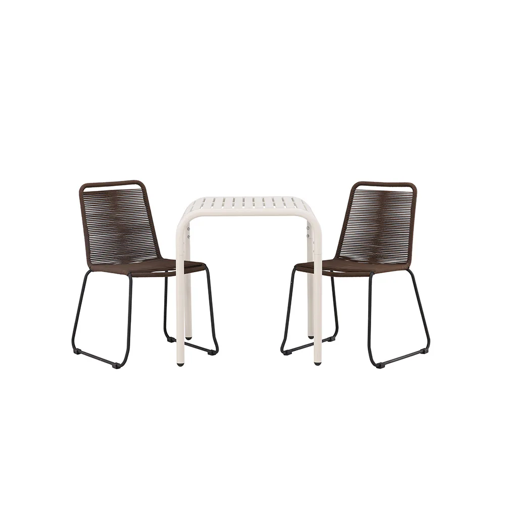 Borneo Cafetable Aluminium - Beige / Kvadrat 70*70* +Lindos Brun/Beige