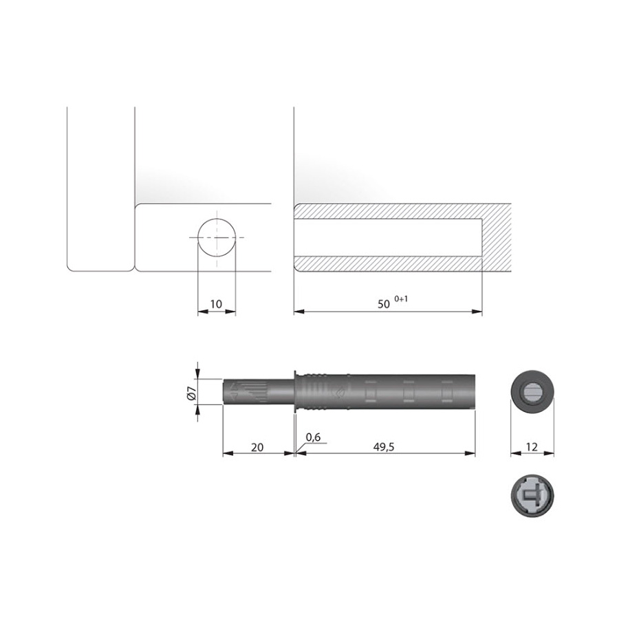 Lucköppnare Beslag Design K-push med Dämpare