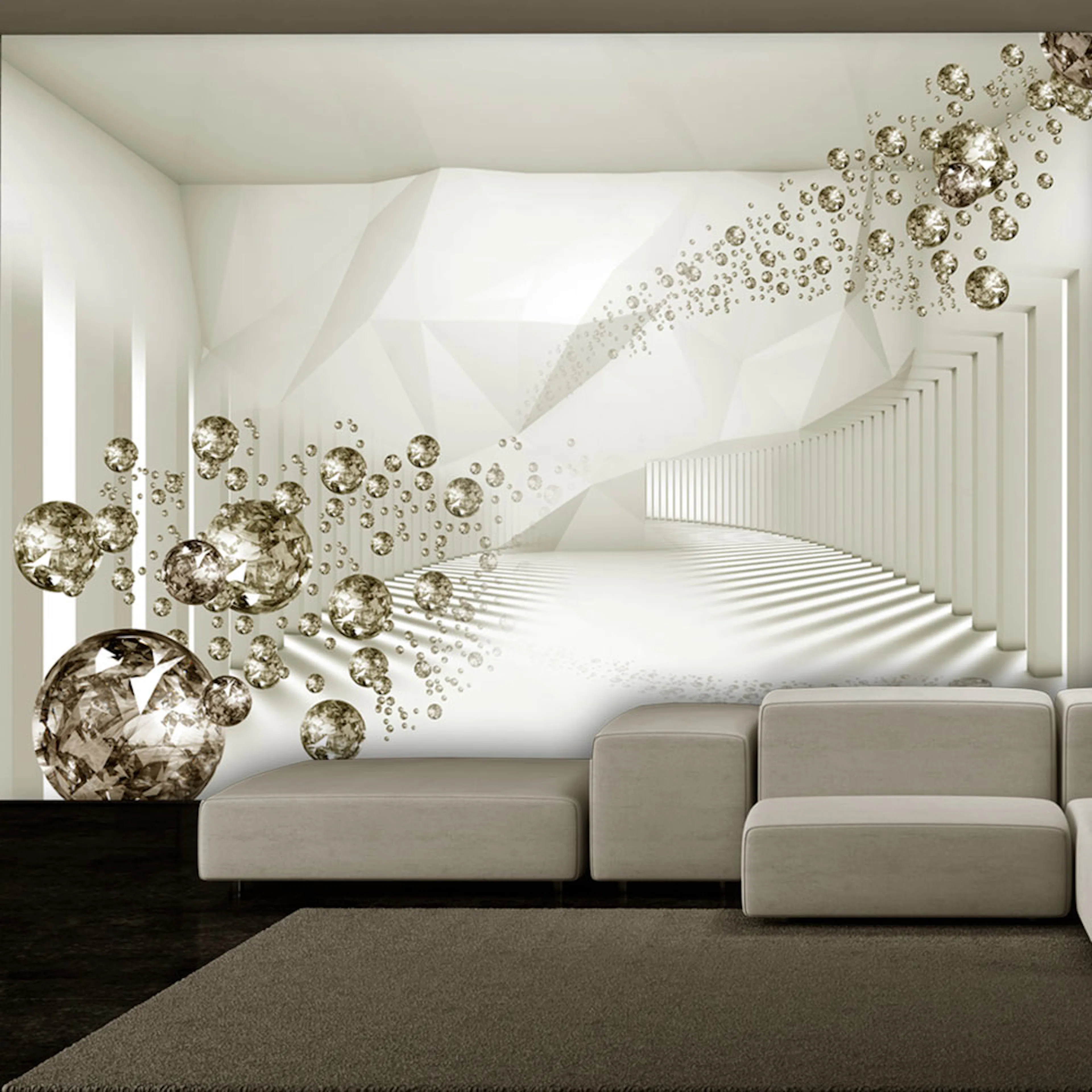 Fototapet Arkiio Självhäftande Diamond Corridor Beige