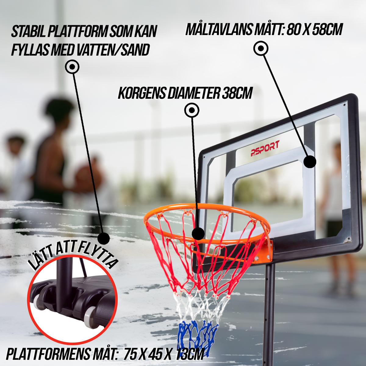 Basketkorg ProSport för Barn 1,6-2,1m