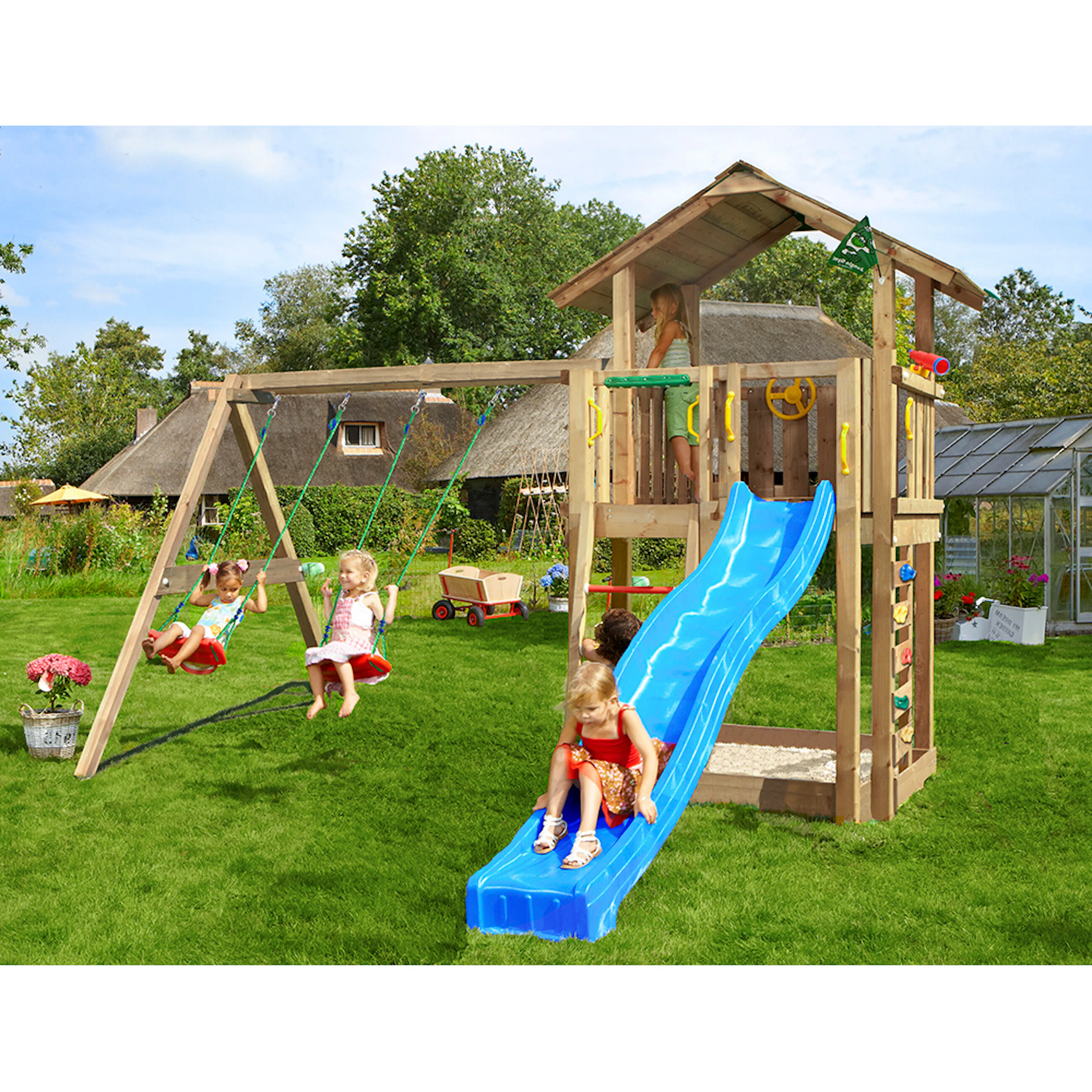Jungle Gym Chalet 2.1 lektorn komplett inkl. Swing Modul X't Blå