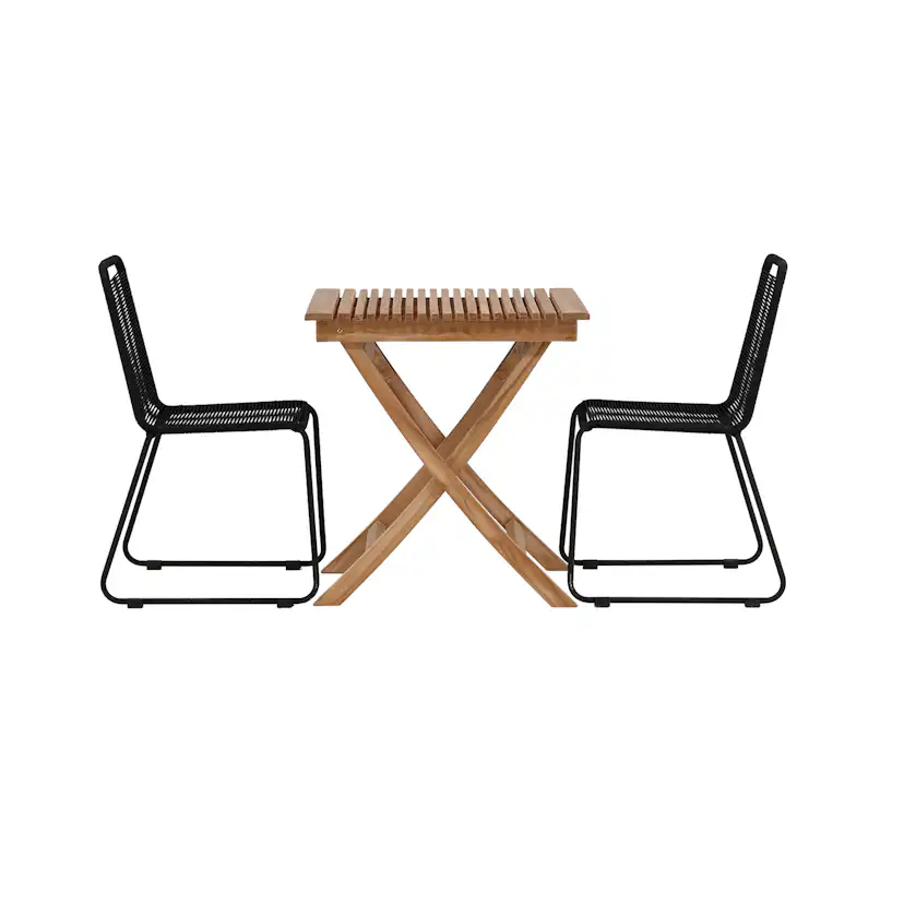 Matgrupp Venture Home Ghana Teak 70x70 cm med 2 Lindos Stapelstolar