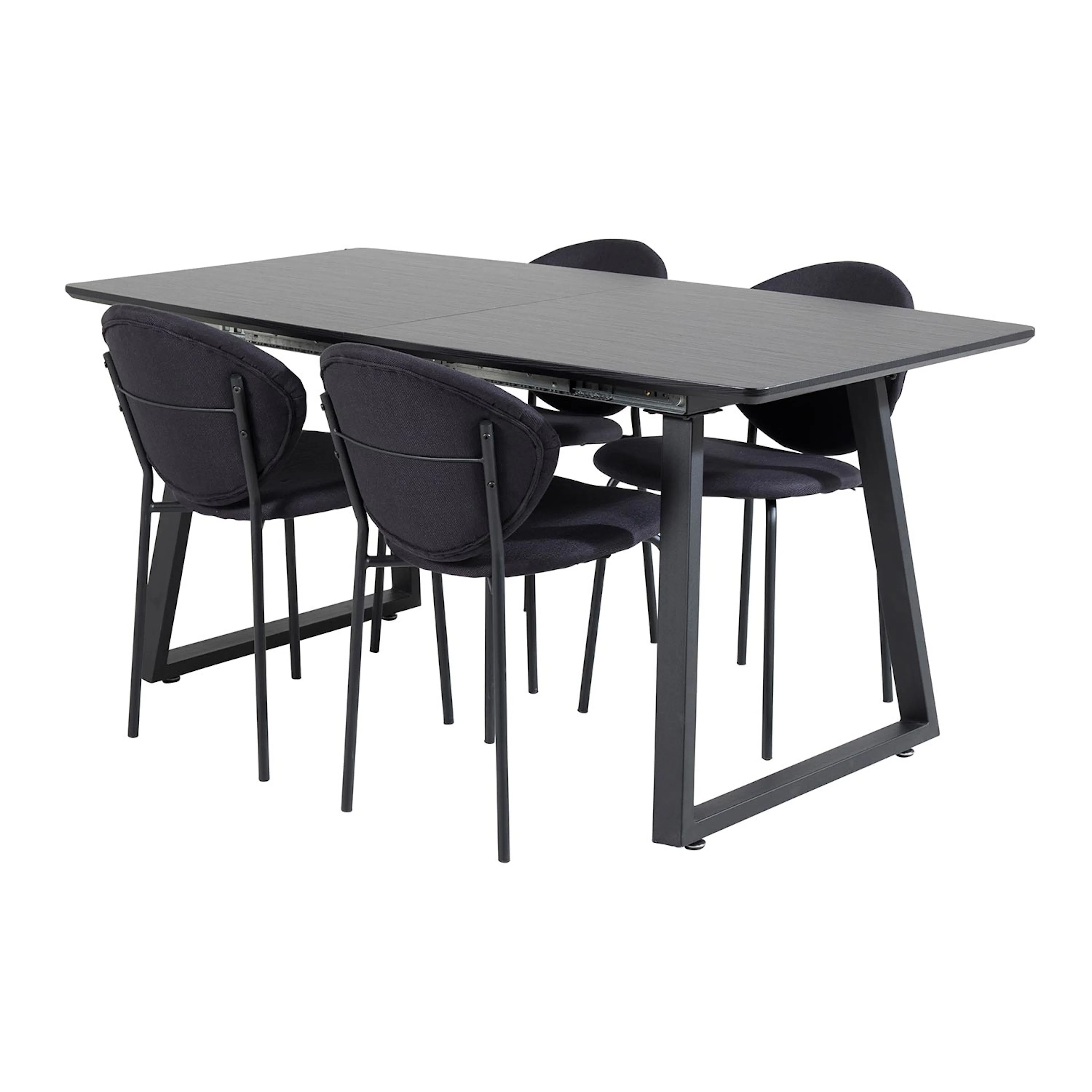 Inca Extentiontable - Black top/+Vault Chair -Black Fabric_4 Svart/Svart