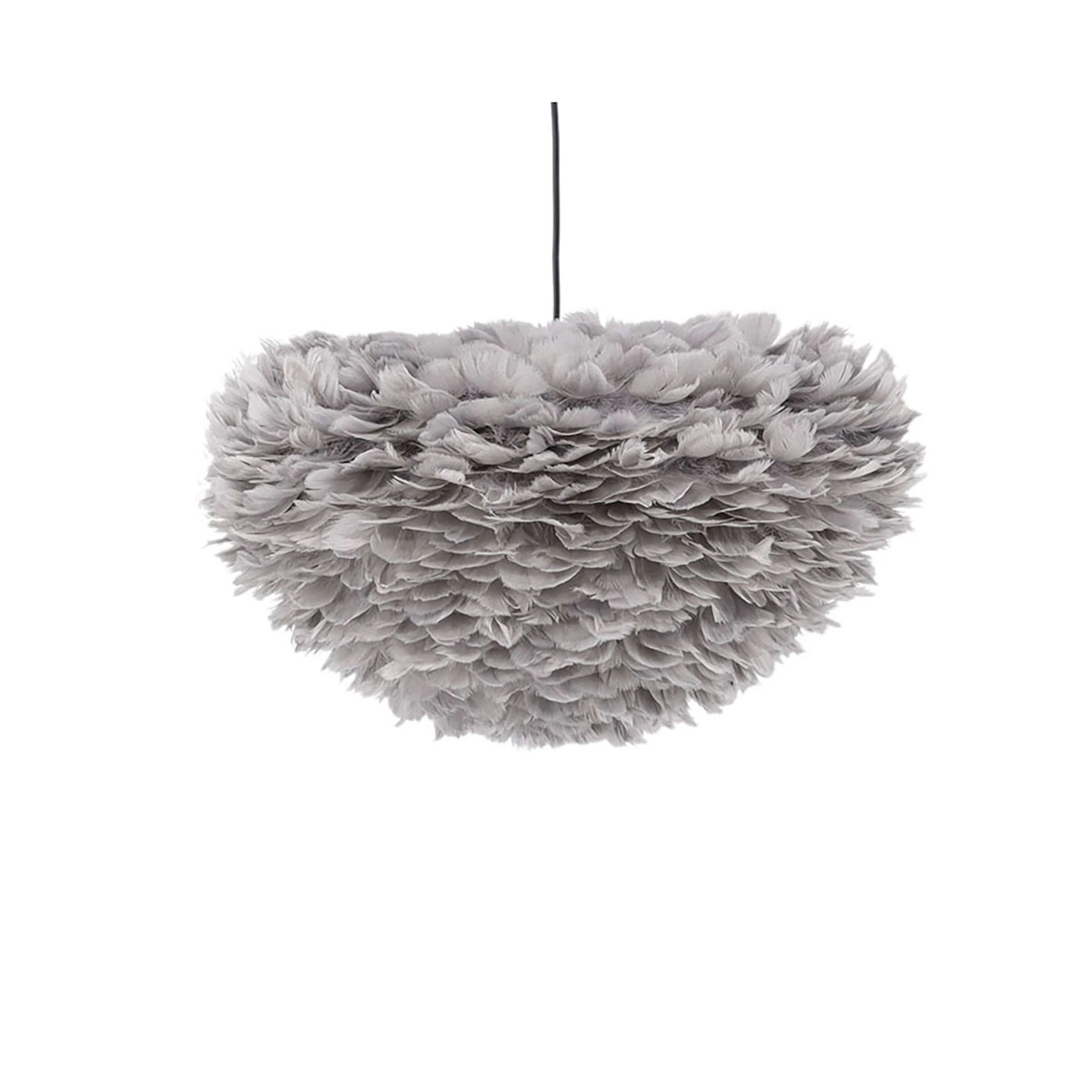 Nicola - Large Pendant Lamp - Black / Grey artificial feathe Grå