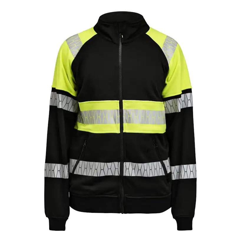 Sweatshirt Jobman Hel-Zip Varsel Svart/Gul V