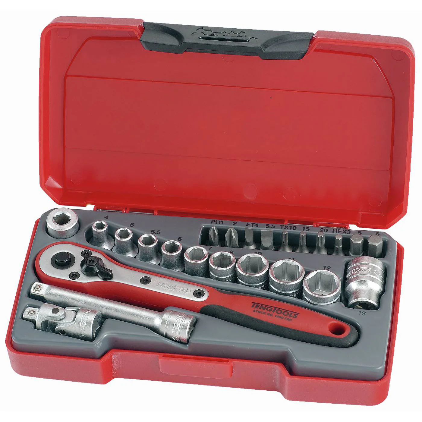 Hylsnyckelsats med 1/4 tum fyrkantsfäste Teng Tools T1424