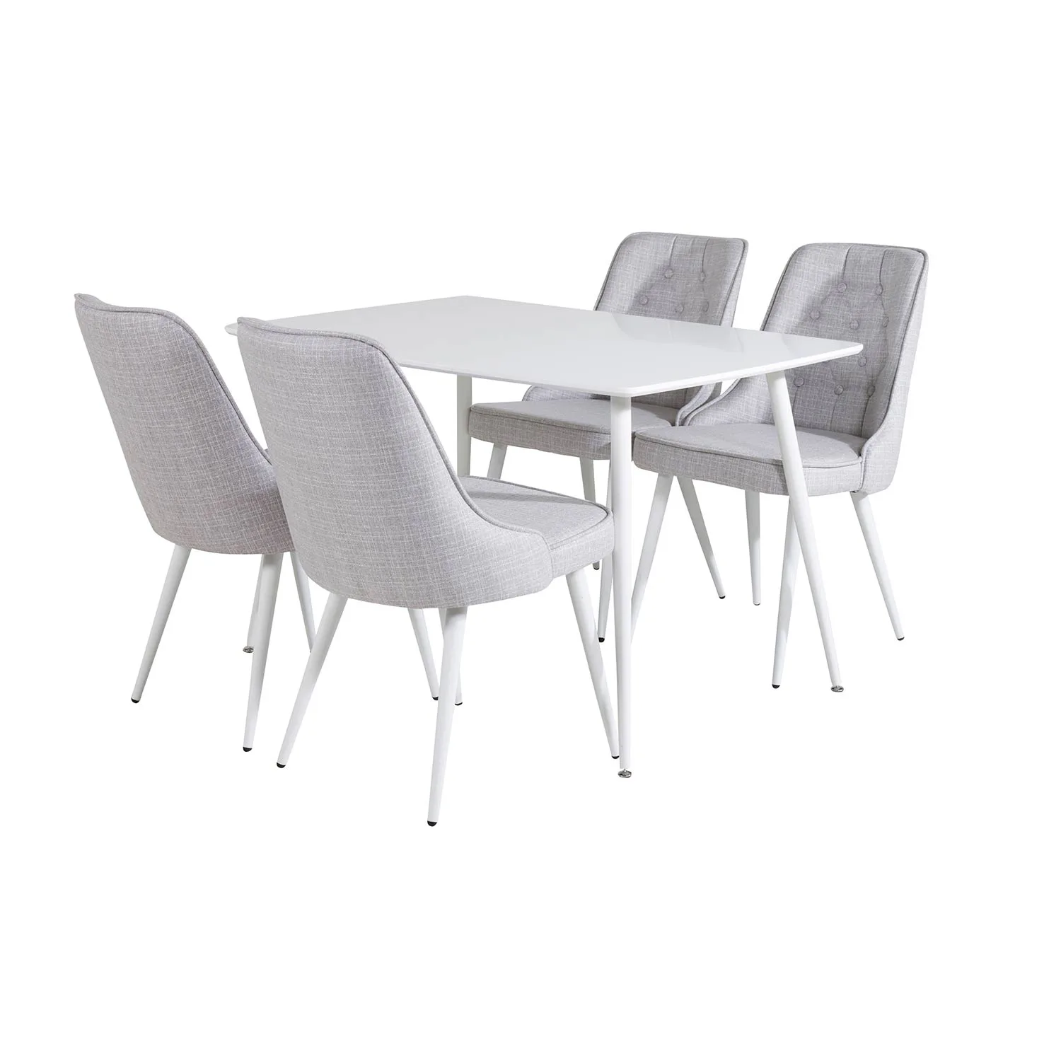 Polar table-White White+Velvet Chair-ljusgråFabric_4 Vit/Ljusgrå