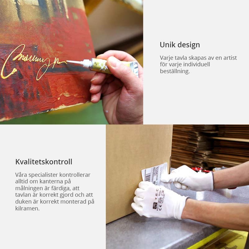 Handmålad Tavla Arkiio Färggrann By 90x60