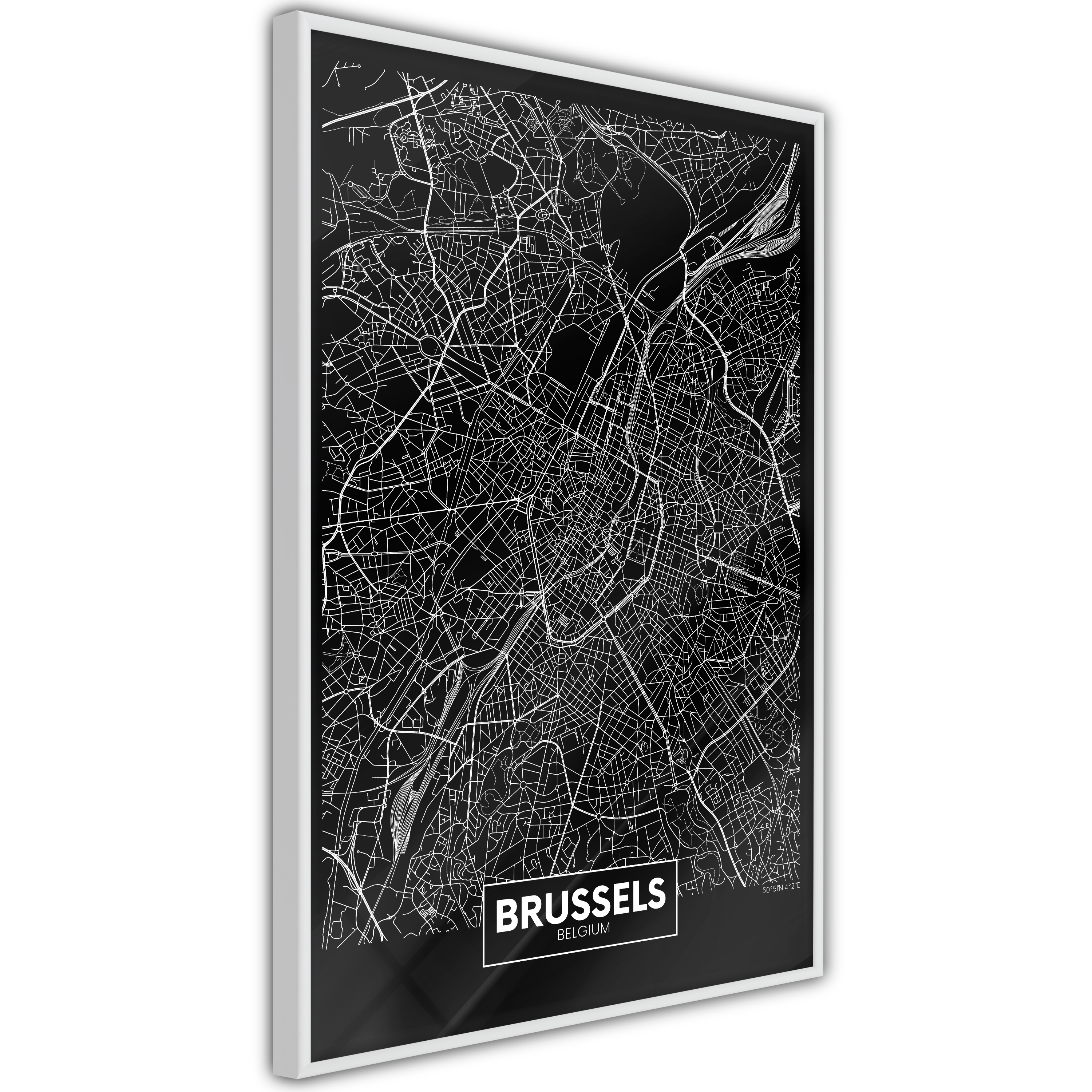 Poster Artgeist Affisch Dark Map of Brussels