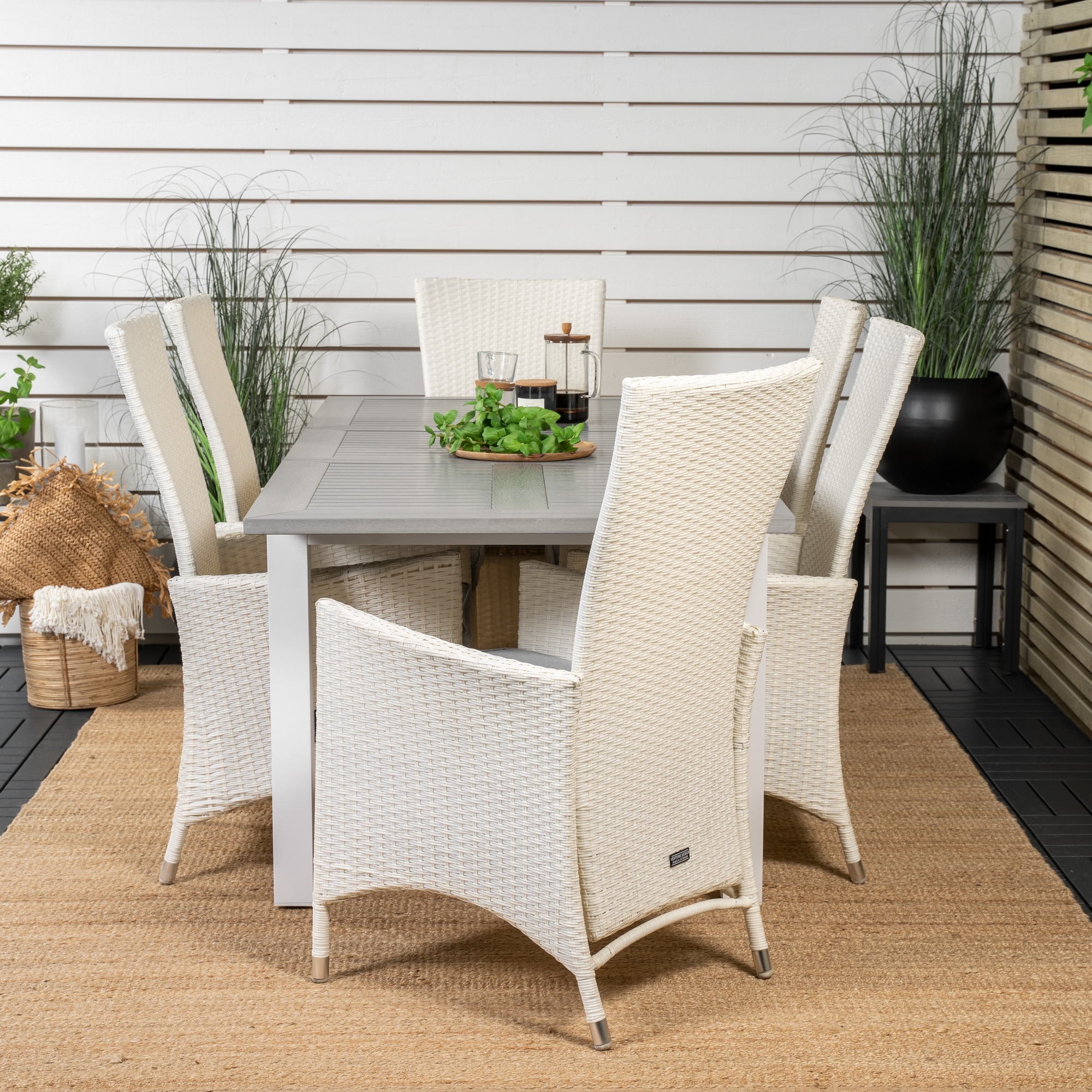 Albany Dining Table 152/210*90 - White Alu / Grey Aintwood+P Vit/Grå