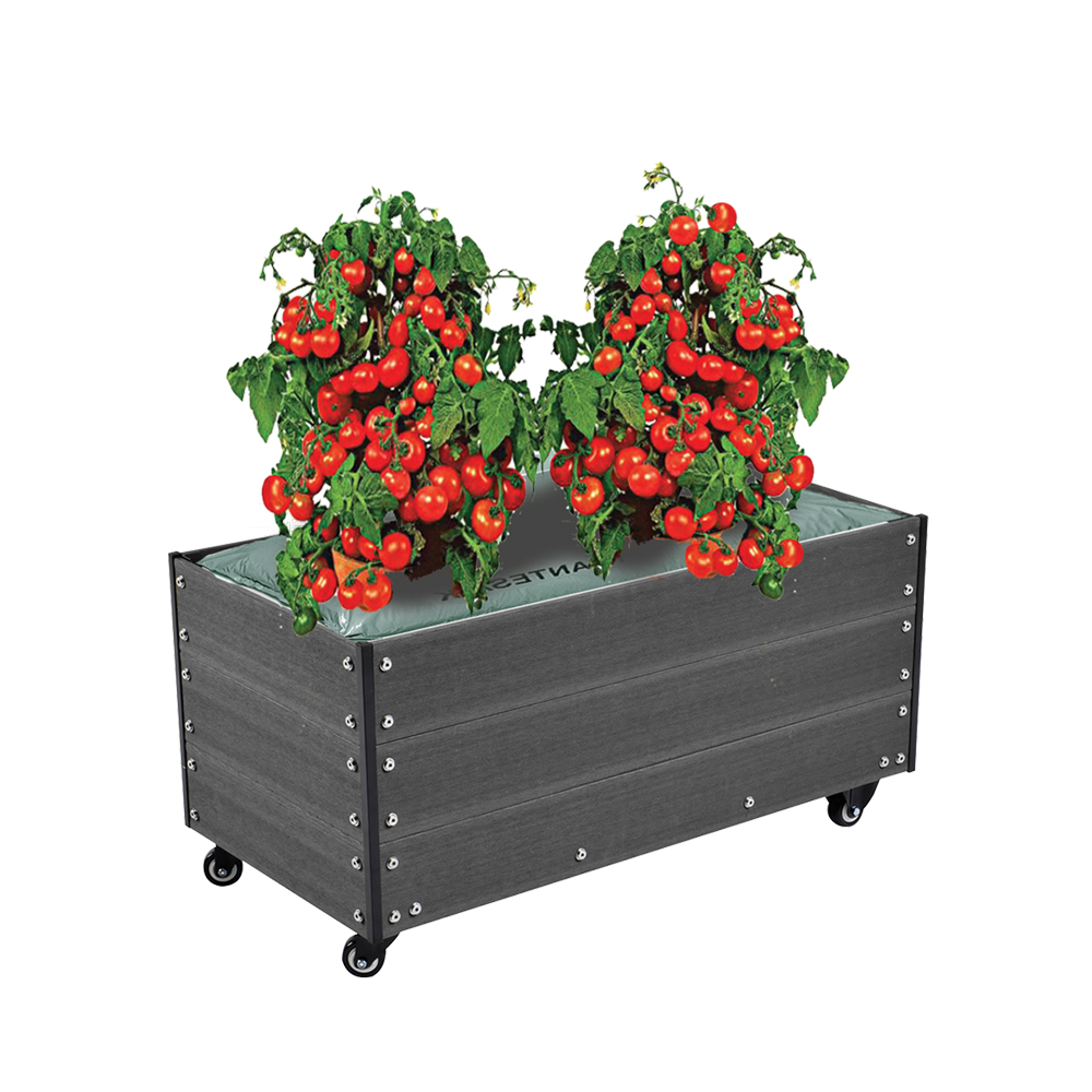 Planteringslåda Hortus Blomlåda Komposit med Hjul & Hörnstolpar i Aluminium